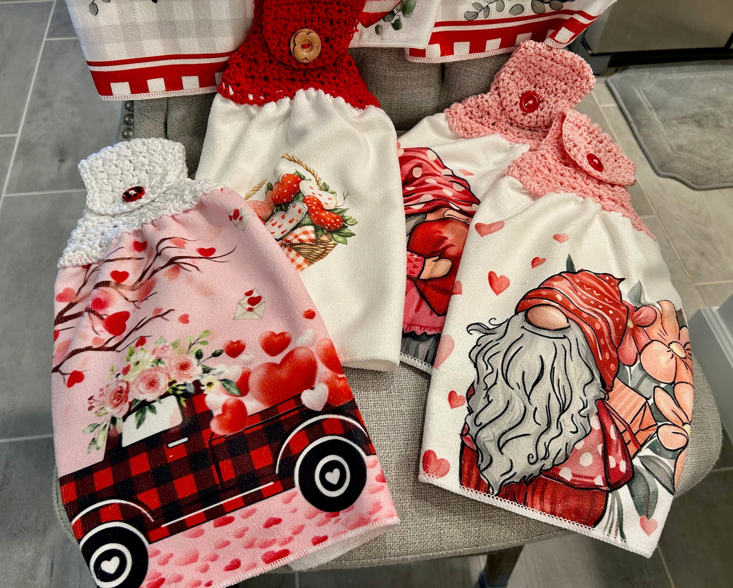 Crochet top kitchen towels | Valentines Day | Gift | Home Decor