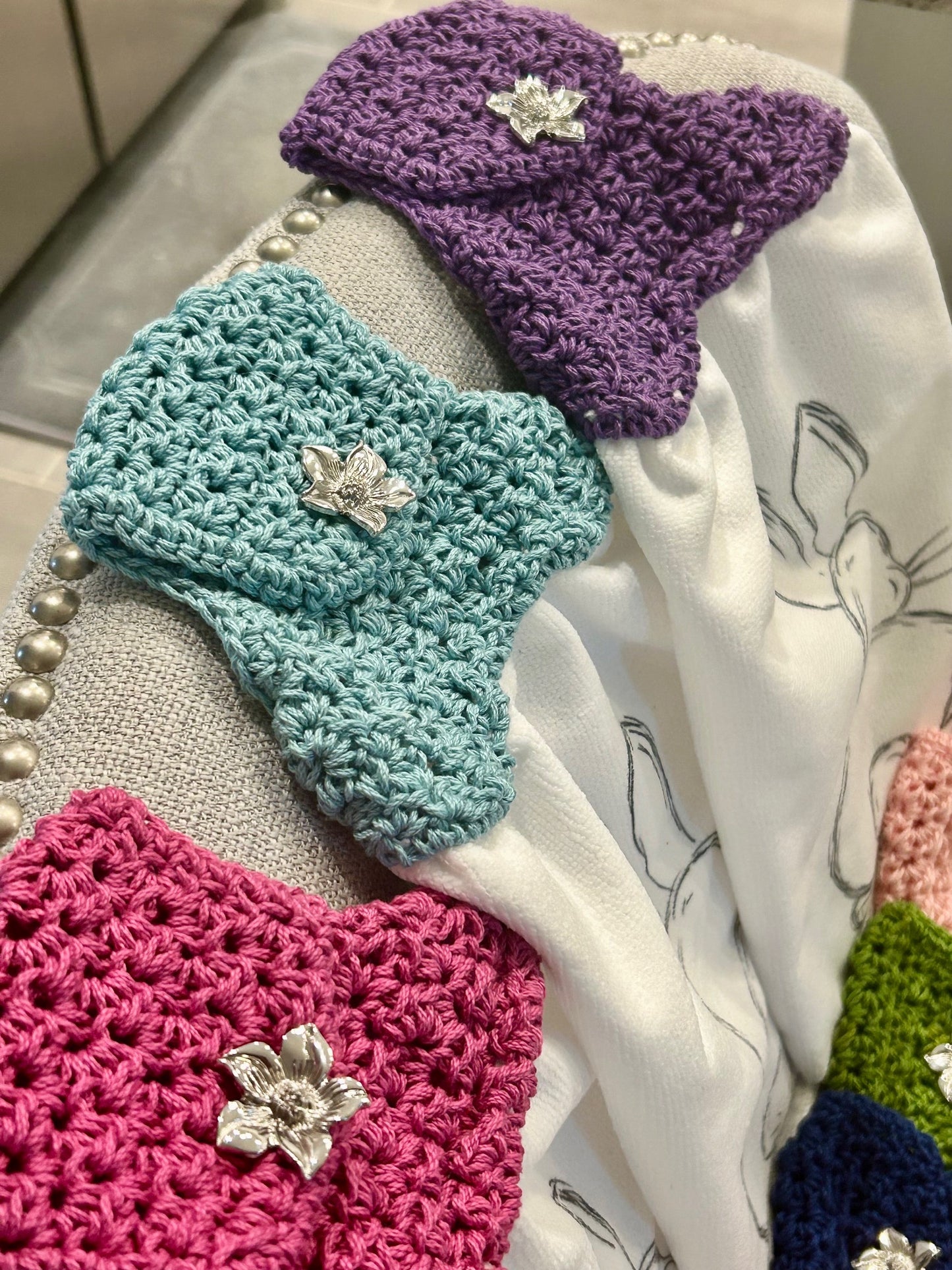 Crochet towel topper kitchen | EASTER | SPRING | Bunny Outline multiple colors