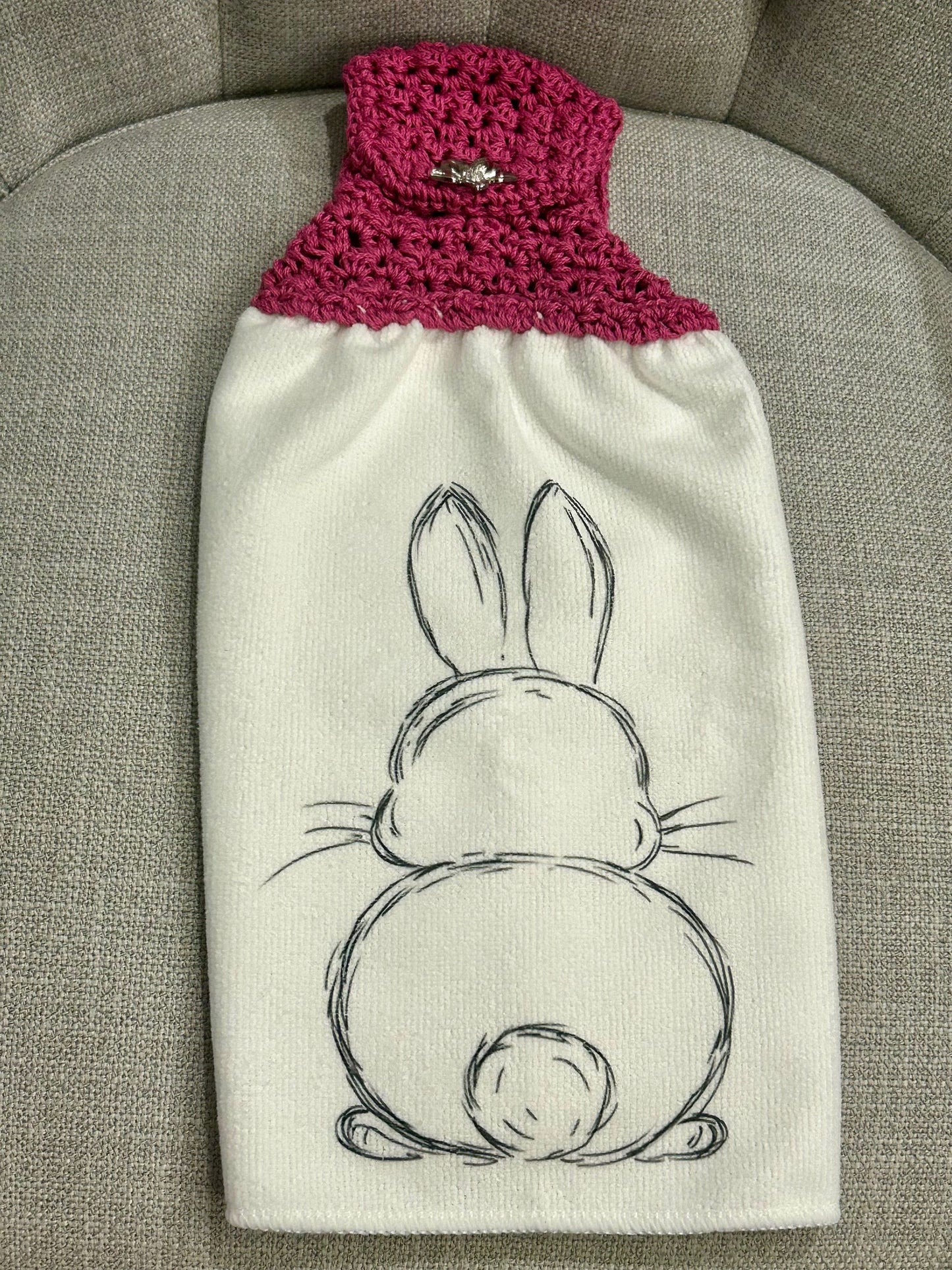 Crochet towel topper kitchen | EASTER | SPRING | Bunny Outline multiple colors