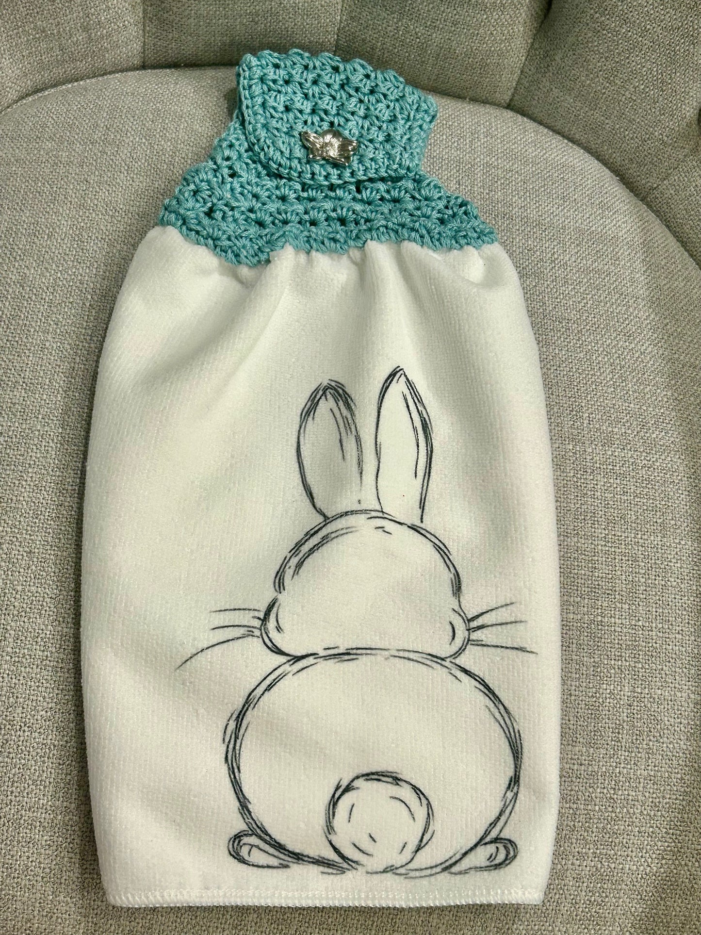 Crochet towel topper kitchen | EASTER | SPRING | Bunny Outline multiple colors