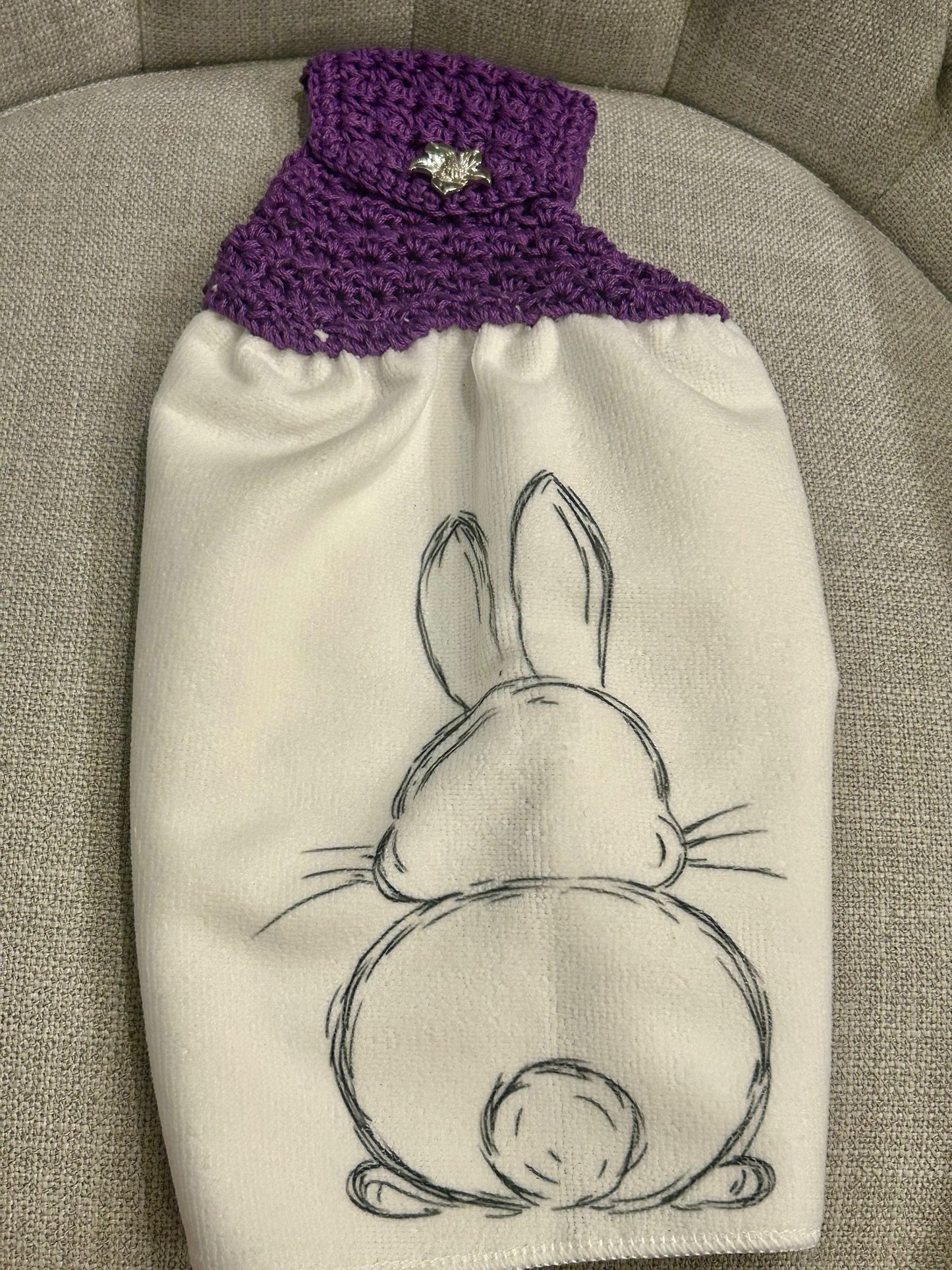 Crochet towel topper kitchen | EASTER | SPRING | Bunny Outline multiple colors