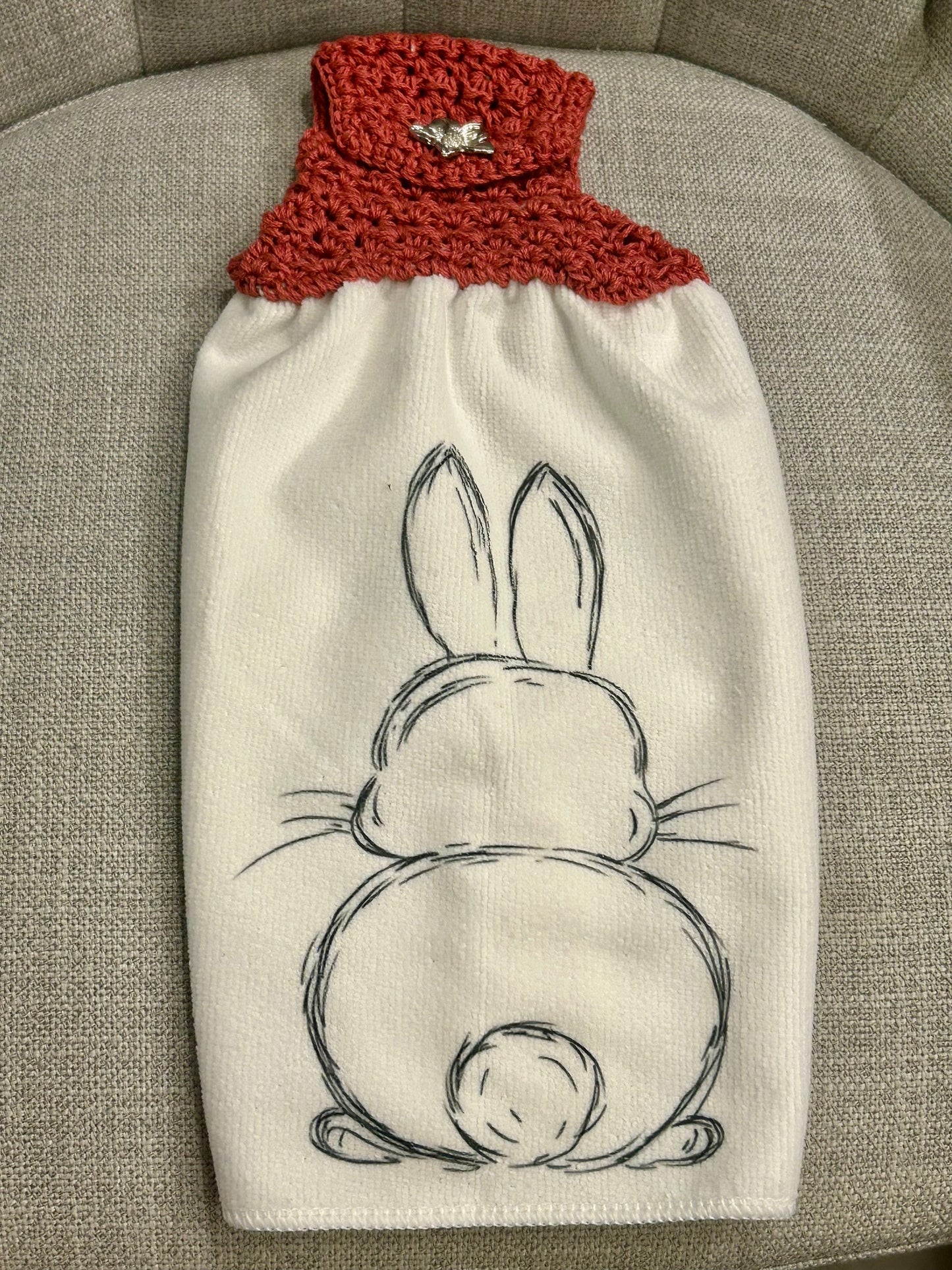 Crochet towel topper kitchen | EASTER | SPRING | Bunny Outline multiple colors