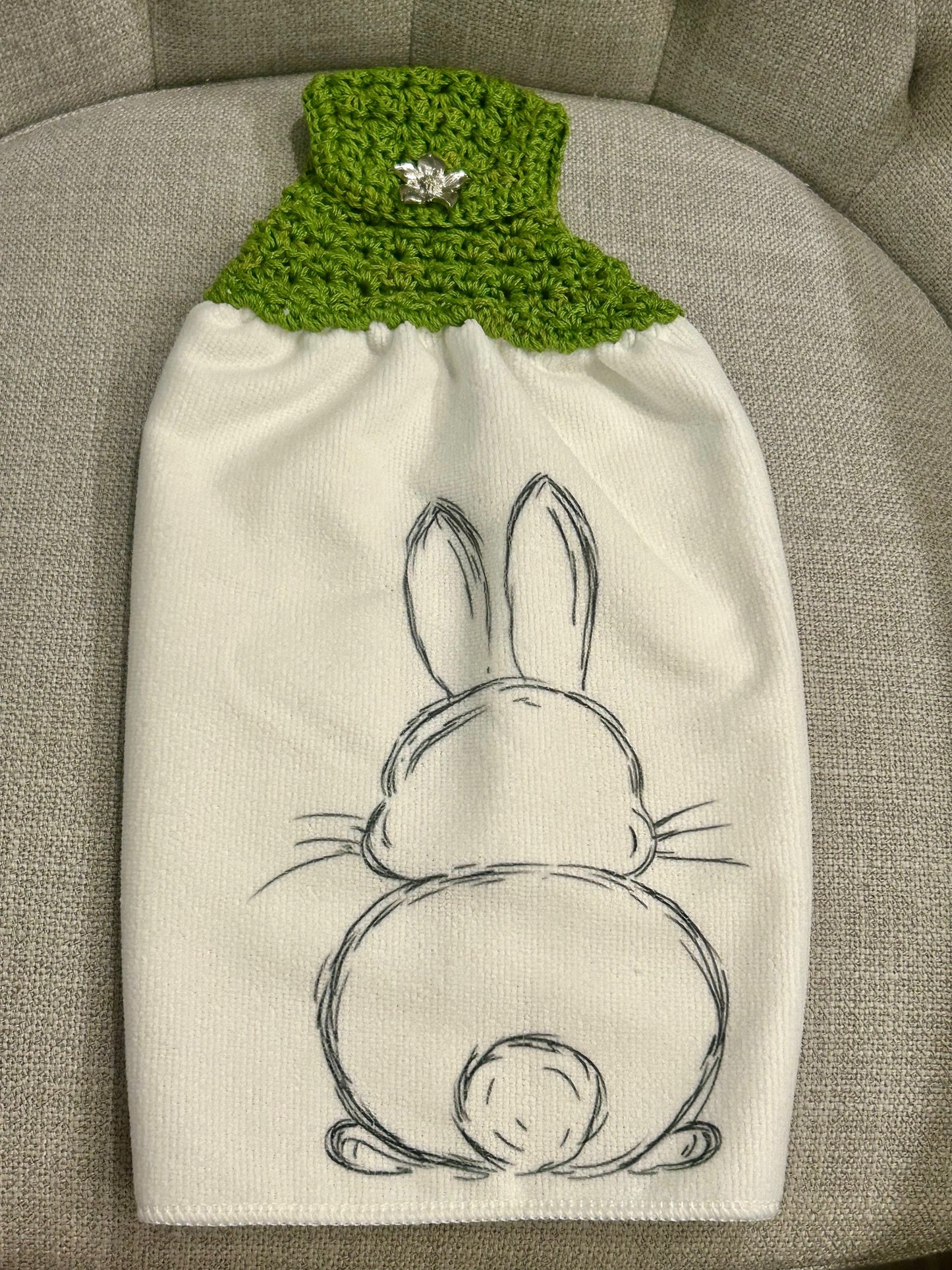 Crochet towel topper kitchen | EASTER | SPRING | Bunny Outline multiple colors