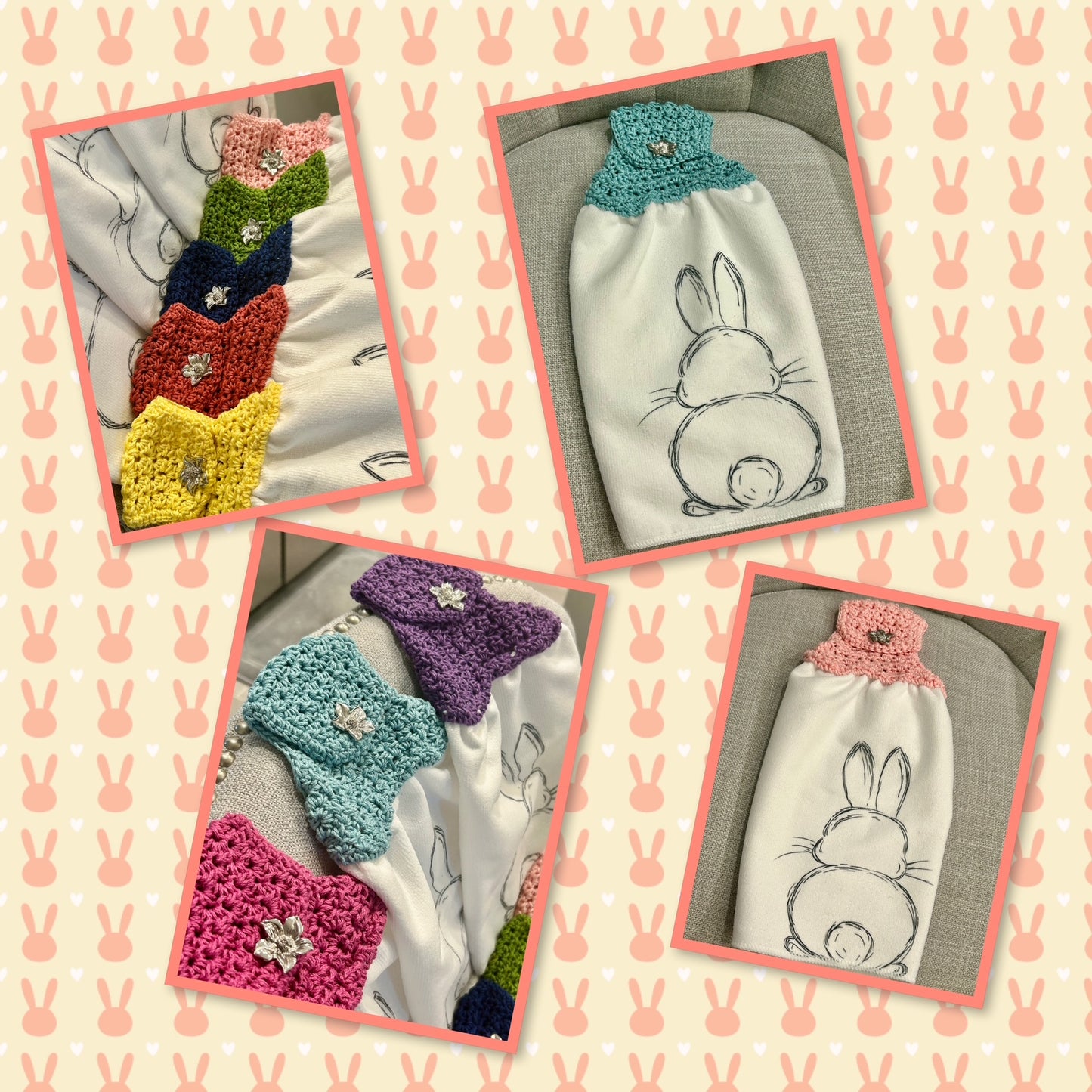Crochet towel topper kitchen | EASTER | SPRING | Bunny Outline multiple colors