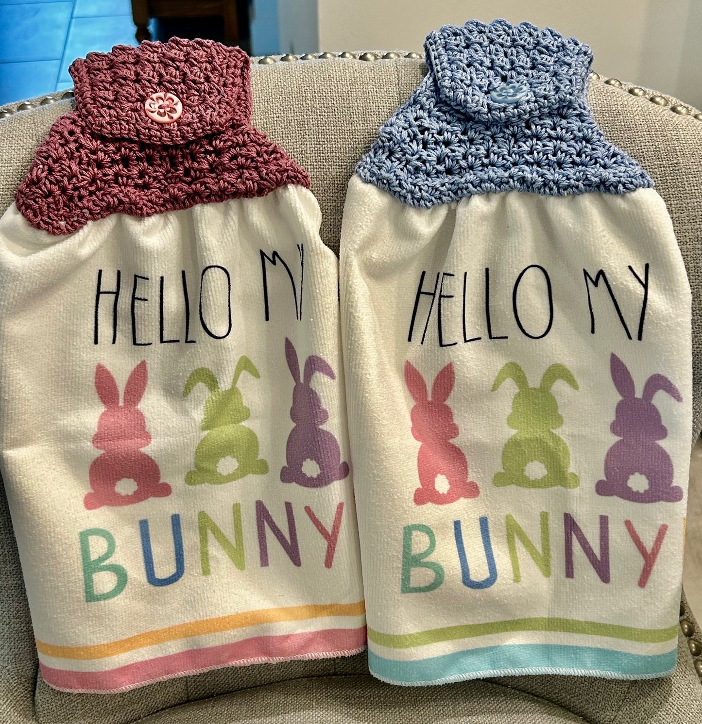 Crochet towel topper kitchen | EASTER BUNNY SPRING