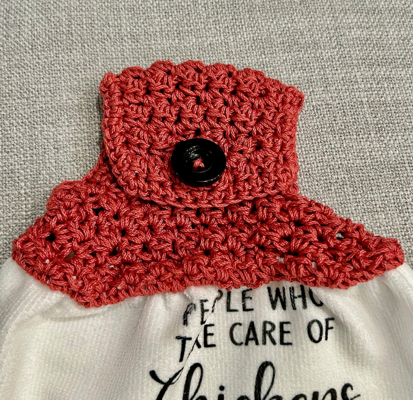 Crocheted top kitchen towel Chicken collection - Tenders and Fun