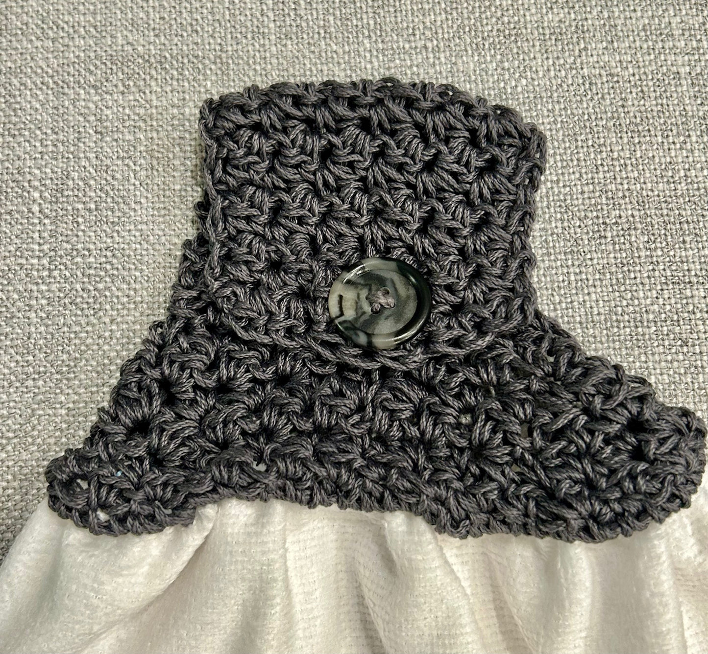 Crocheted top kitchen towel Flowers Red Poppy vase jar Spring