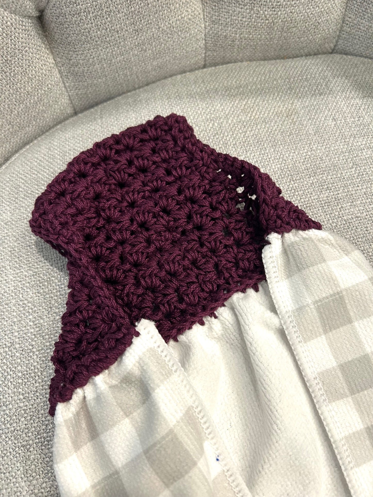 Crocheted top kitchen towel Butterflies and Teacup | Spring Summer