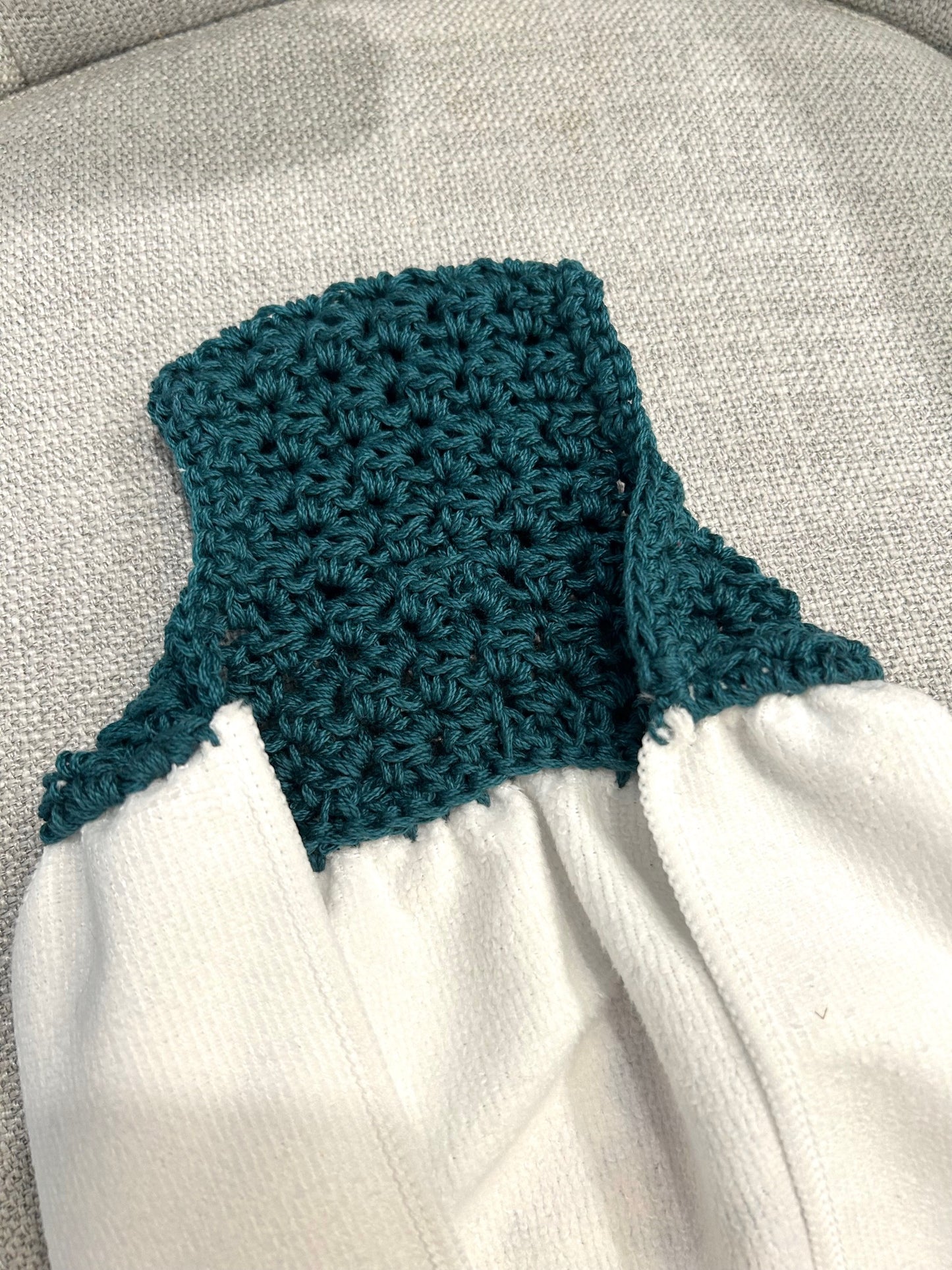 Crocheted top kitchen towel Butterflies and Teacup | Spring Summer