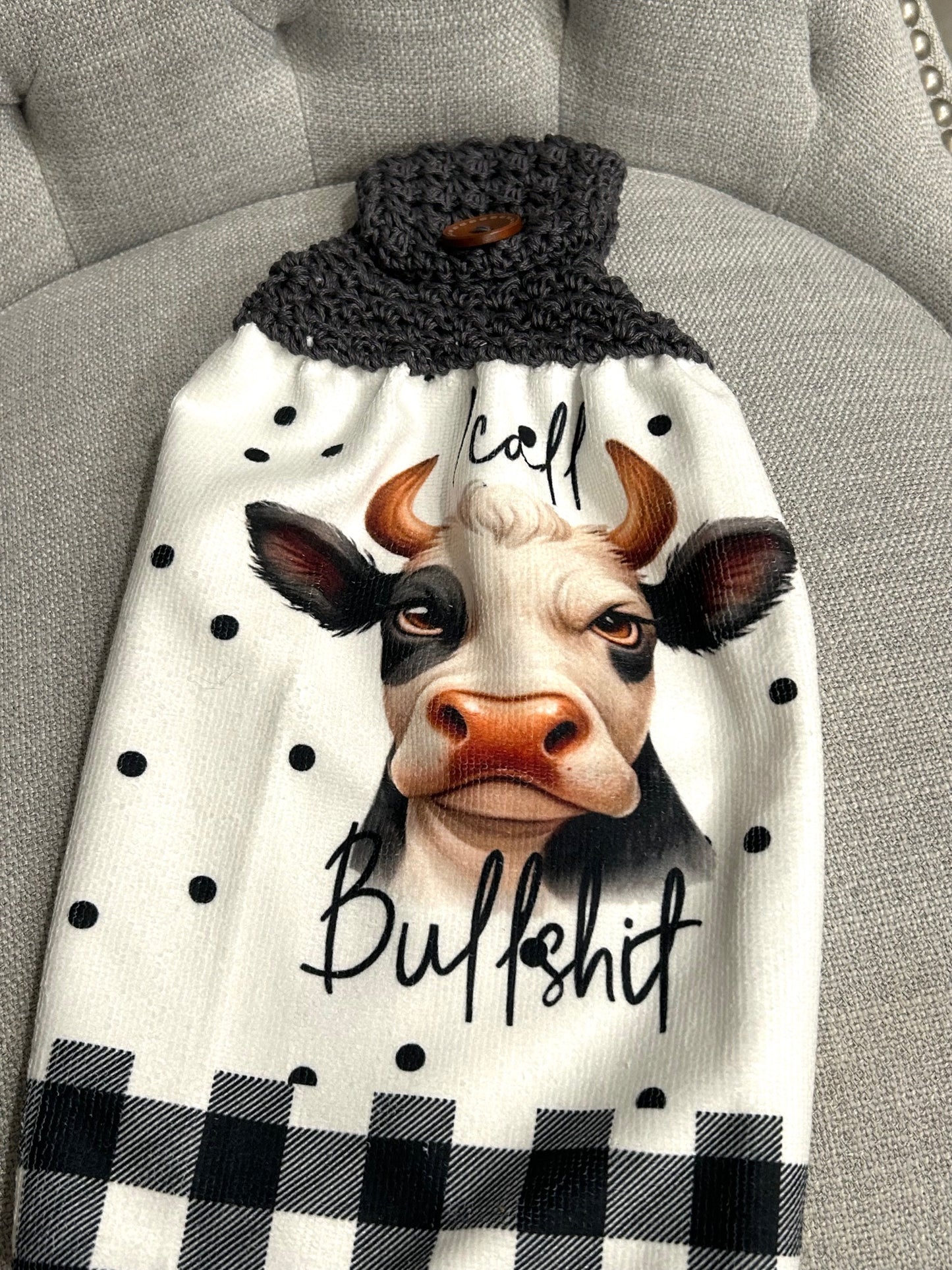Crochet top | Kitchen towel | Cow collection | Bull Herd Funny