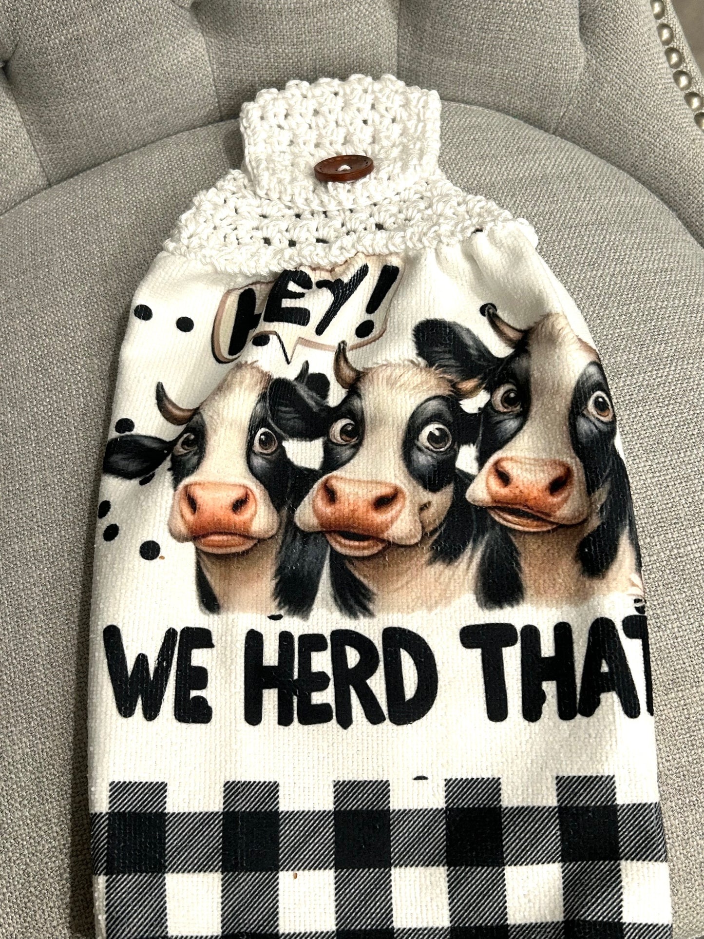 Crochet top | Kitchen towel | Cow collection | Bull Herd Funny