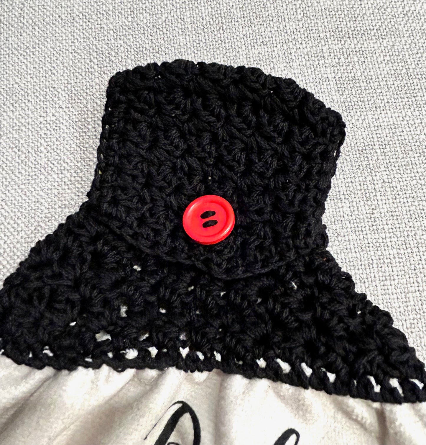 Crocheted top | Kitchen towel | Black and White Chicken Hen collection | YOUR CHOICE