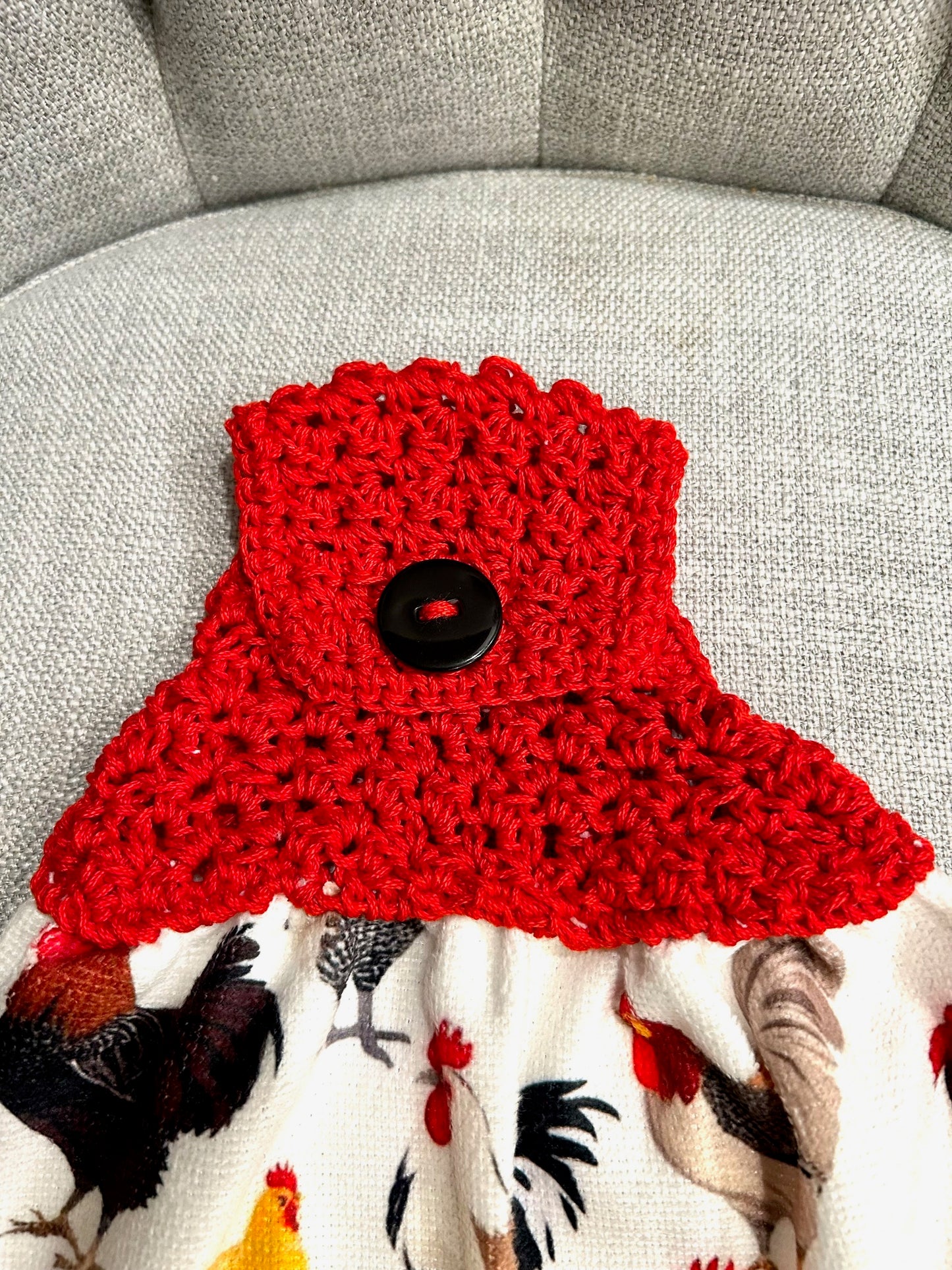 Crocheted top | Kitchen towel | Chicken Hen collection | Bright colors