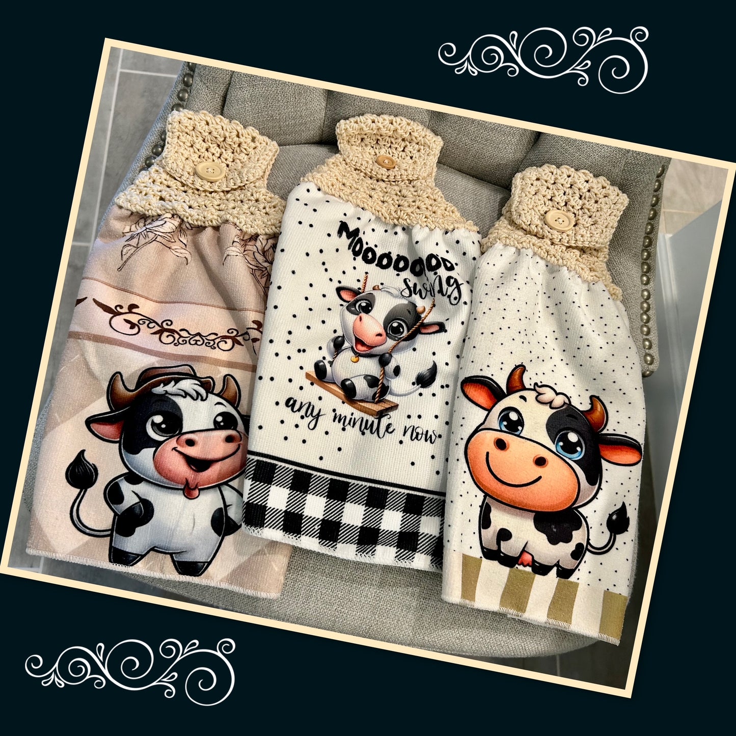 Crochet top | Kitchen towel | Cow collection | FUNNY Cows Bulls