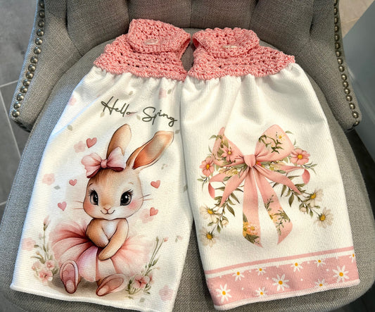 Crochet top | Kitchen towel | SPRING BUNNY | Pink Gift Home Decor