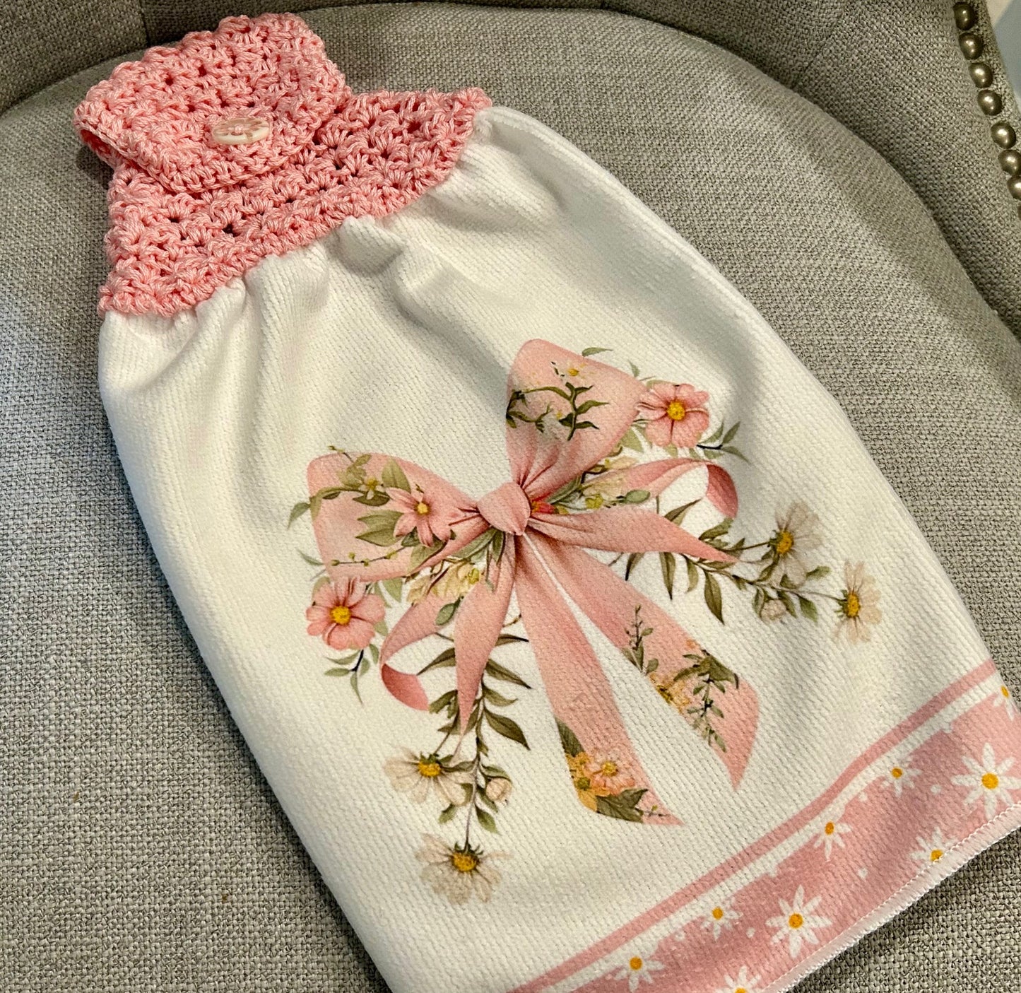 Crochet top | Kitchen towel | SPRING BUNNY | Pink Gift Home Decor