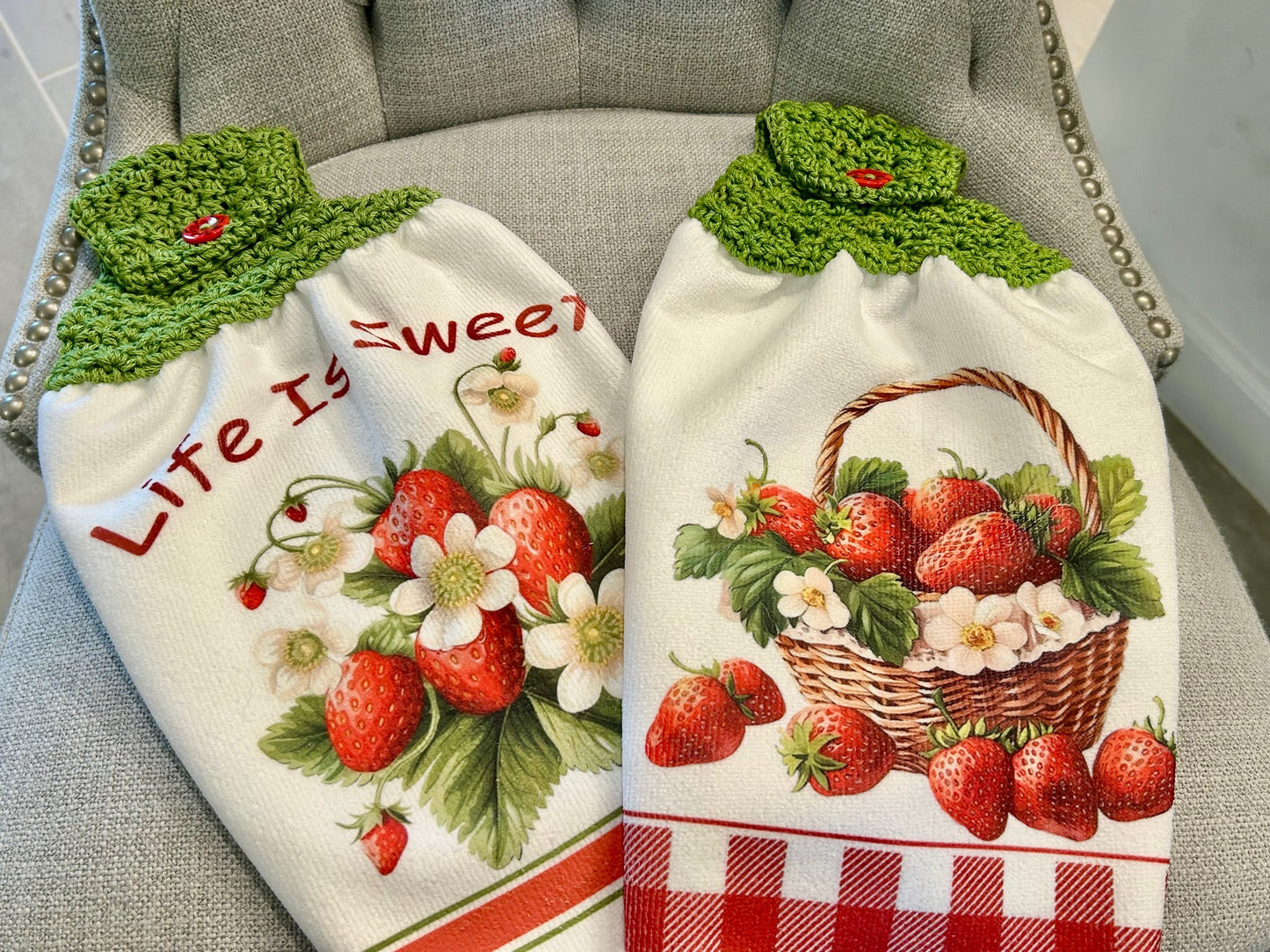 Crochet top | Kitchen towel | STRAWBERRY BASKET | Spring Summer Gift Home Decor