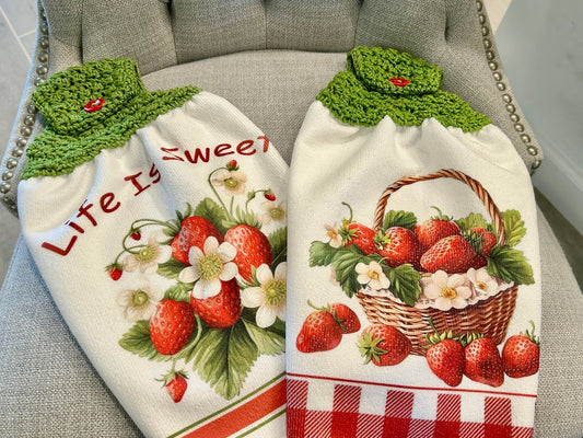 Crochet top | Kitchen towel | STRAWBERRY BASKET | Spring Summer Gift Home Decor