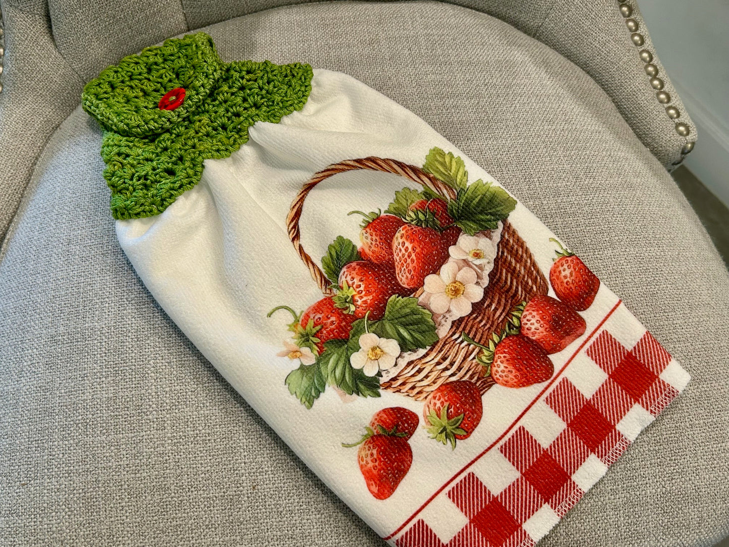 Crochet top | Kitchen towel | STRAWBERRY BASKET | Spring Summer Gift Home Decor