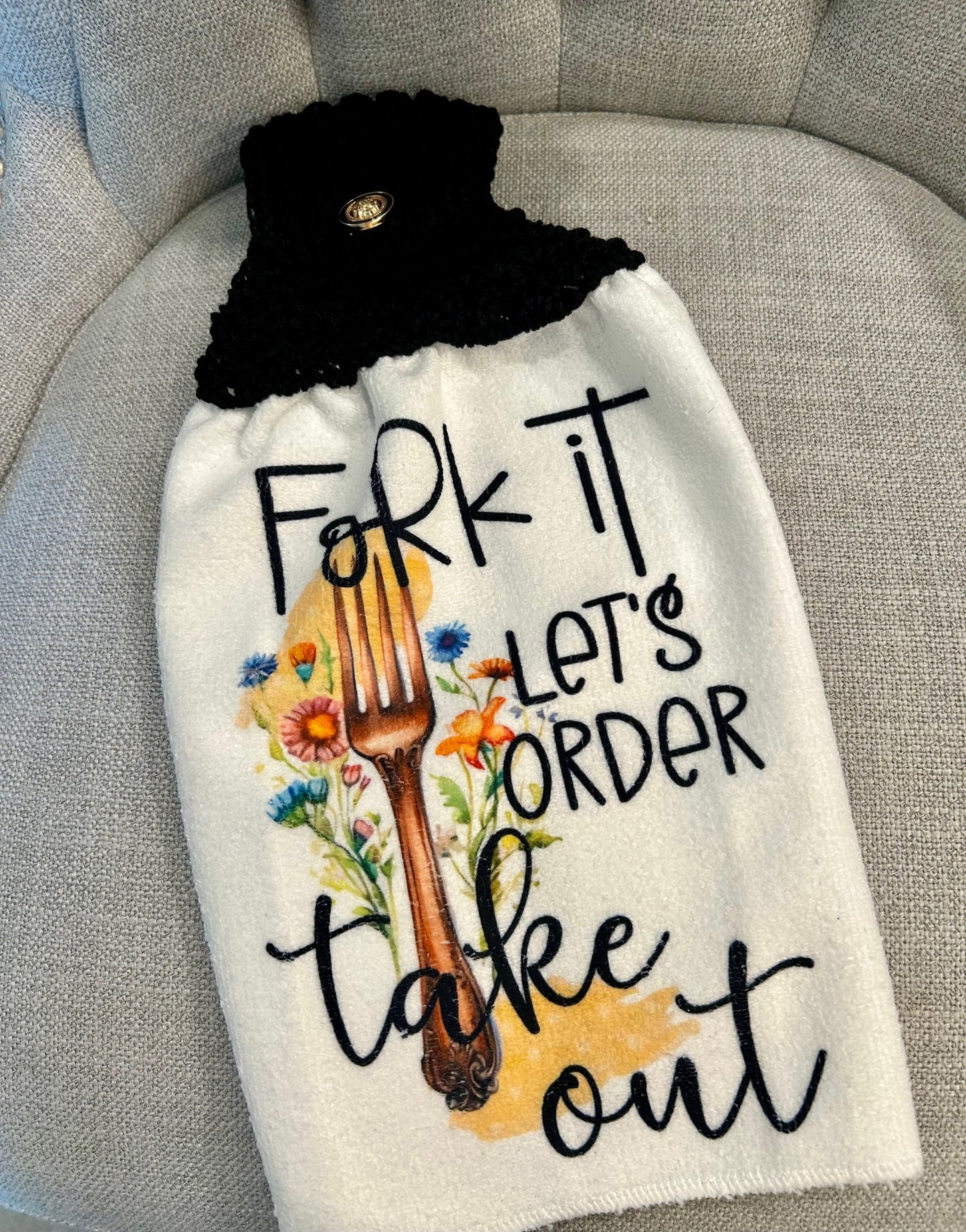 FUNNY COOKING TOWELS | Crocheted top kitchen towels Home Decor Favorites Gifts