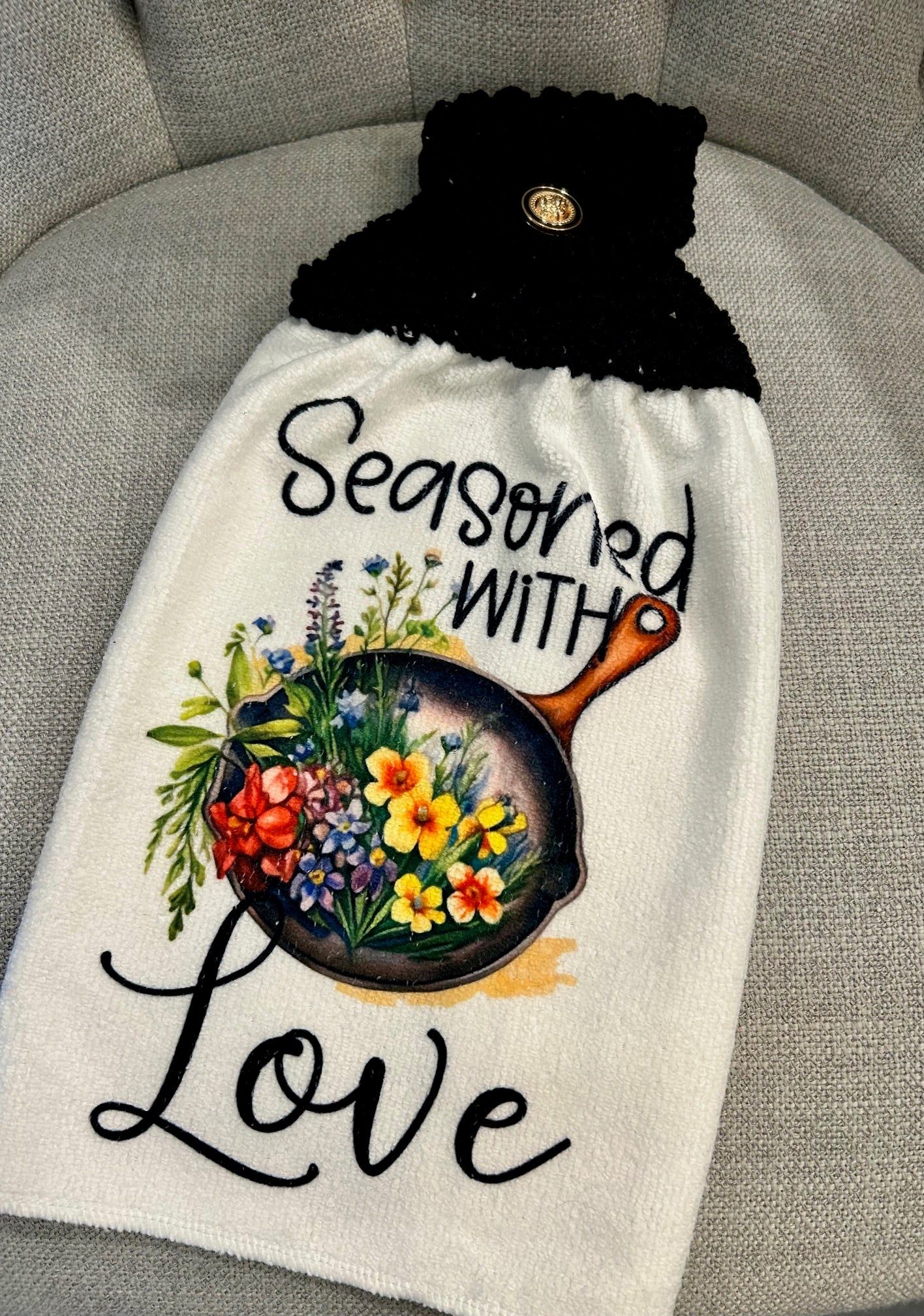 FUNNY COOKING TOWELS | Crocheted top kitchen towels Home Decor Favorites Gifts