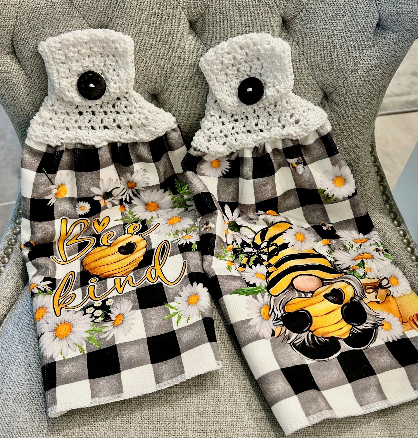 Crochet top | Kitchen towel | BEES GNOME HONEY | Spring Summer Gift Home Decor