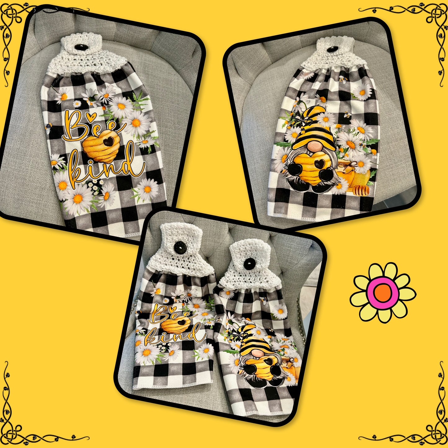 Crochet top | Kitchen towel | BEES GNOME HONEY | Spring Summer Gift Home Decor