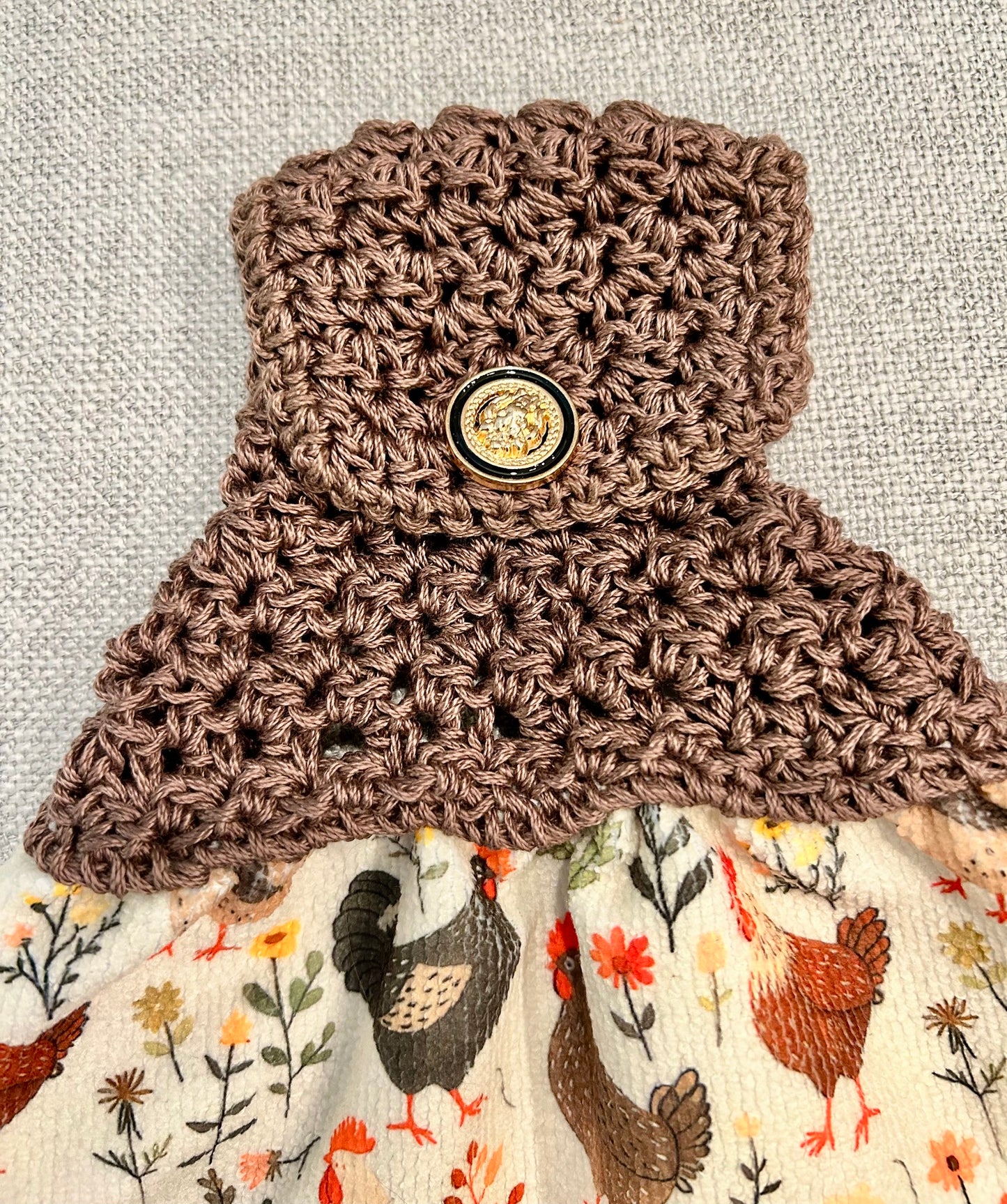 Crocheted top | Kitchen towel | Chicken Hen collection | Bright patterns