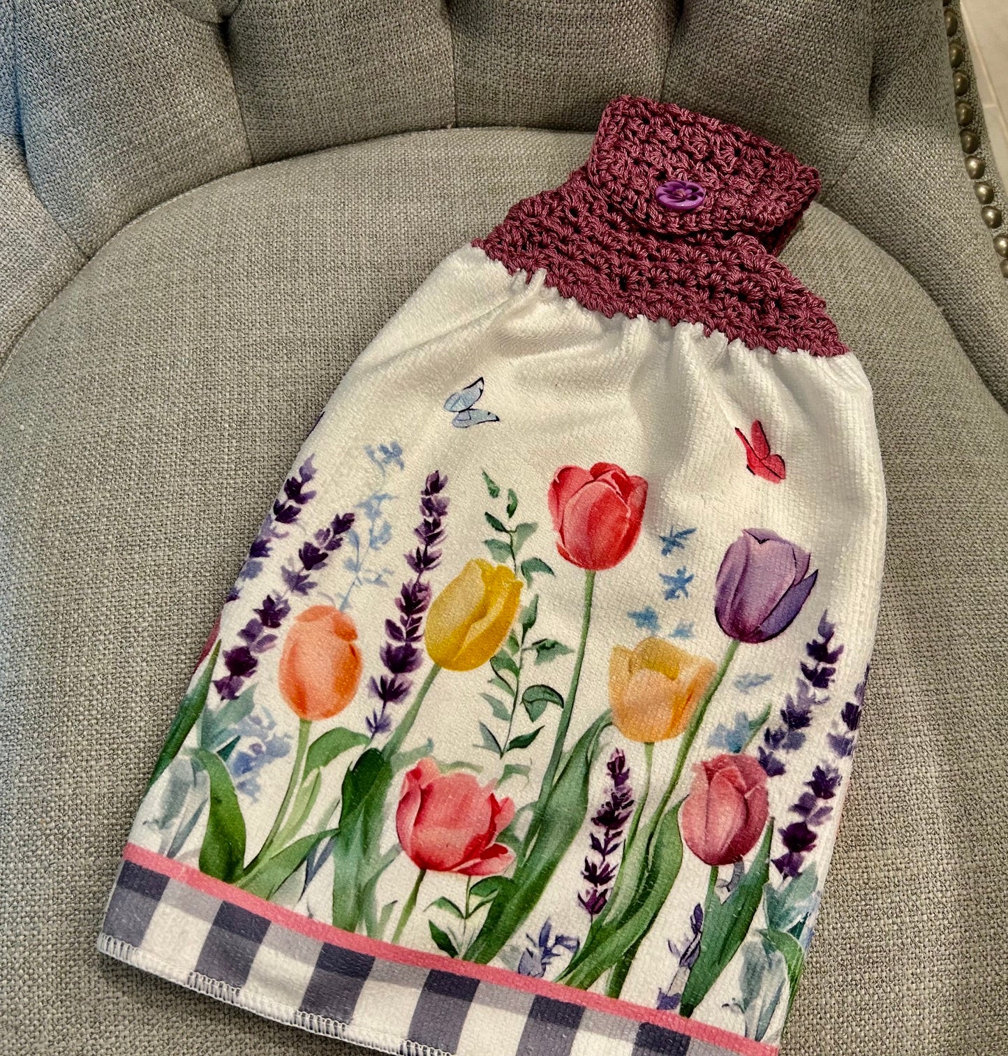 Crochet top | Kitchen towel | TULIPS Mason Jars FLOWERS | Spring Summer Gift Home Decor
