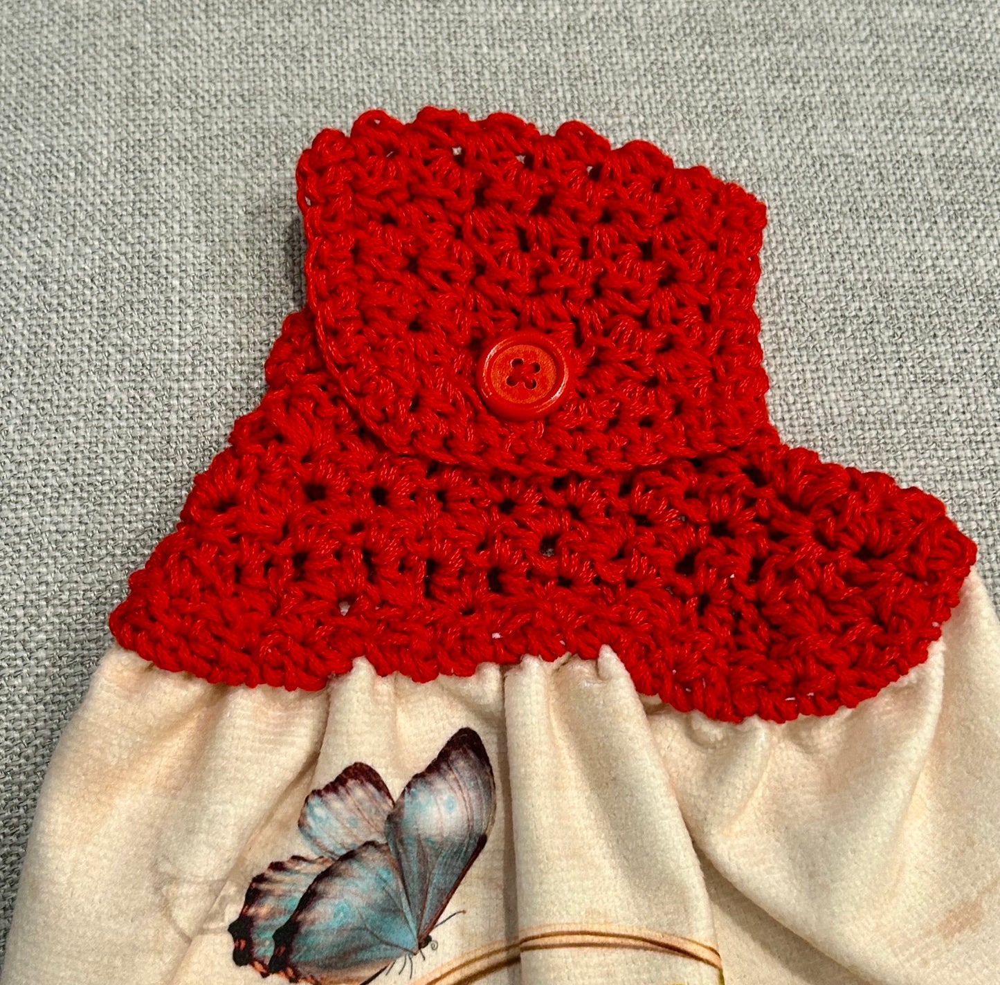 Crochet top | Kitchen towel | APPLES BASKET CIDER Butterfly | Spring Summer Gift Home Decor