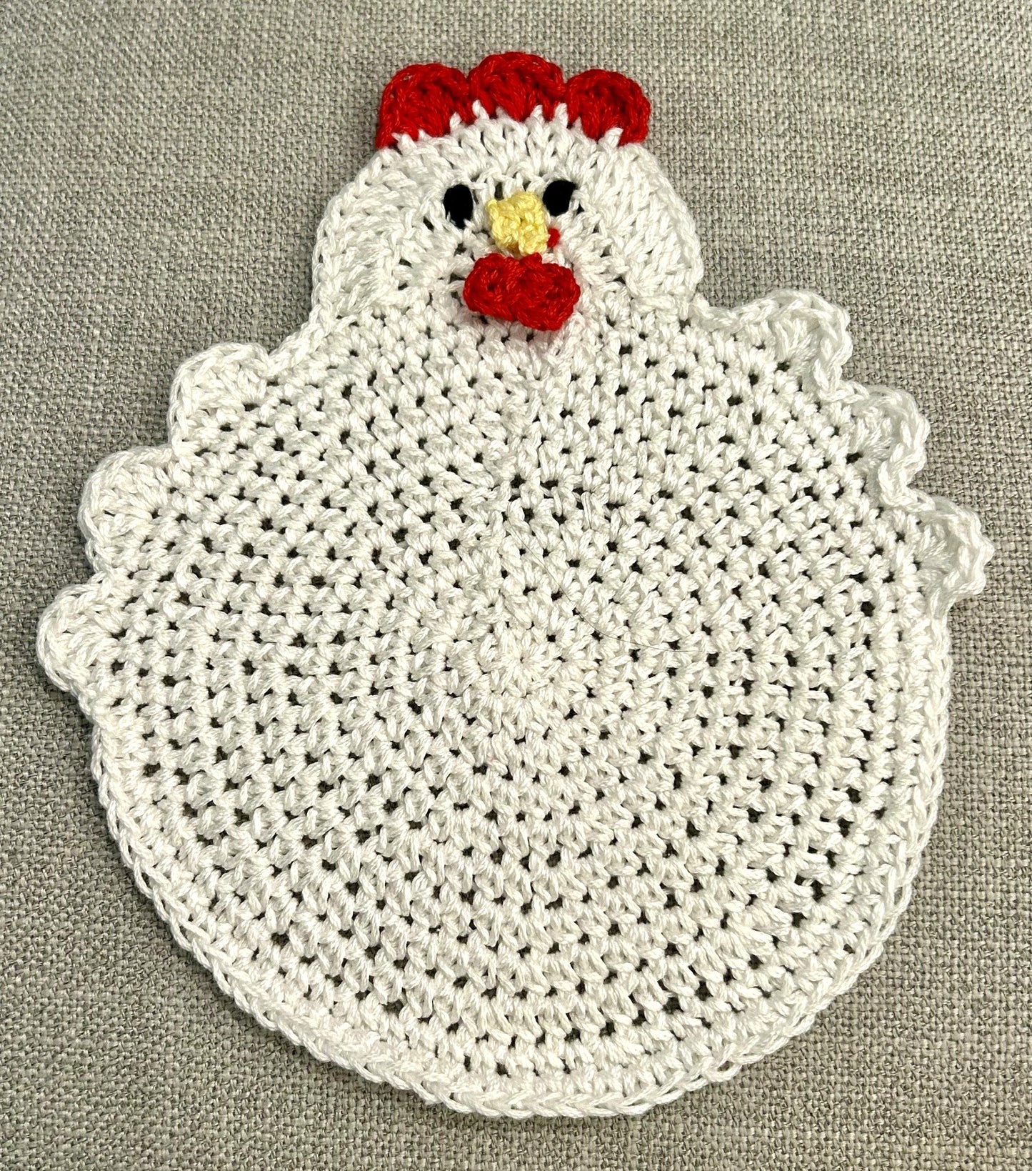Crochet Potholder Hot Pads | HEN CHICKEN | Farm Decor | countertop | gift | Unique