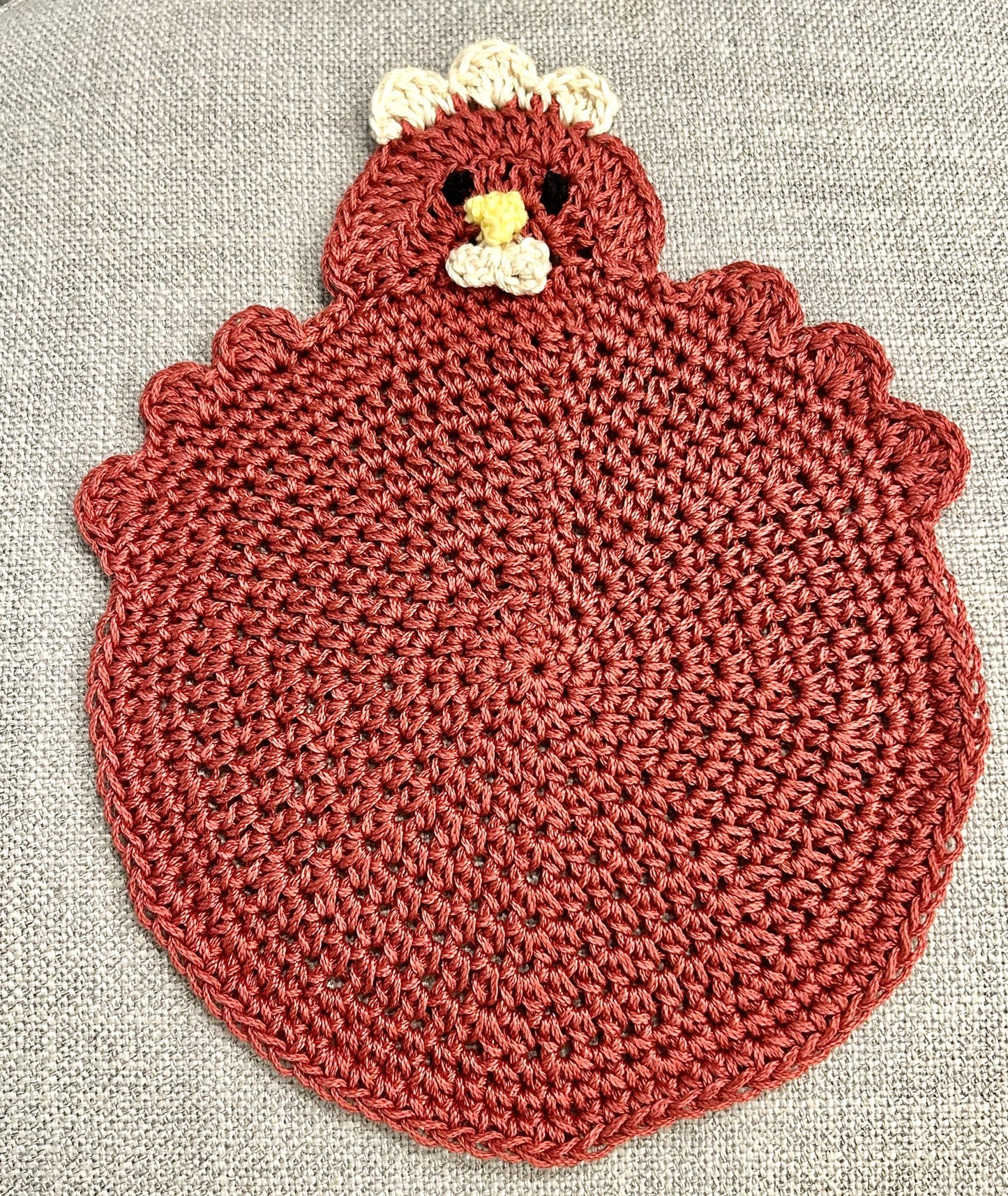 Crochet Potholder Hot Pads | HEN CHICKEN | Farm Decor | countertop | gift | Unique