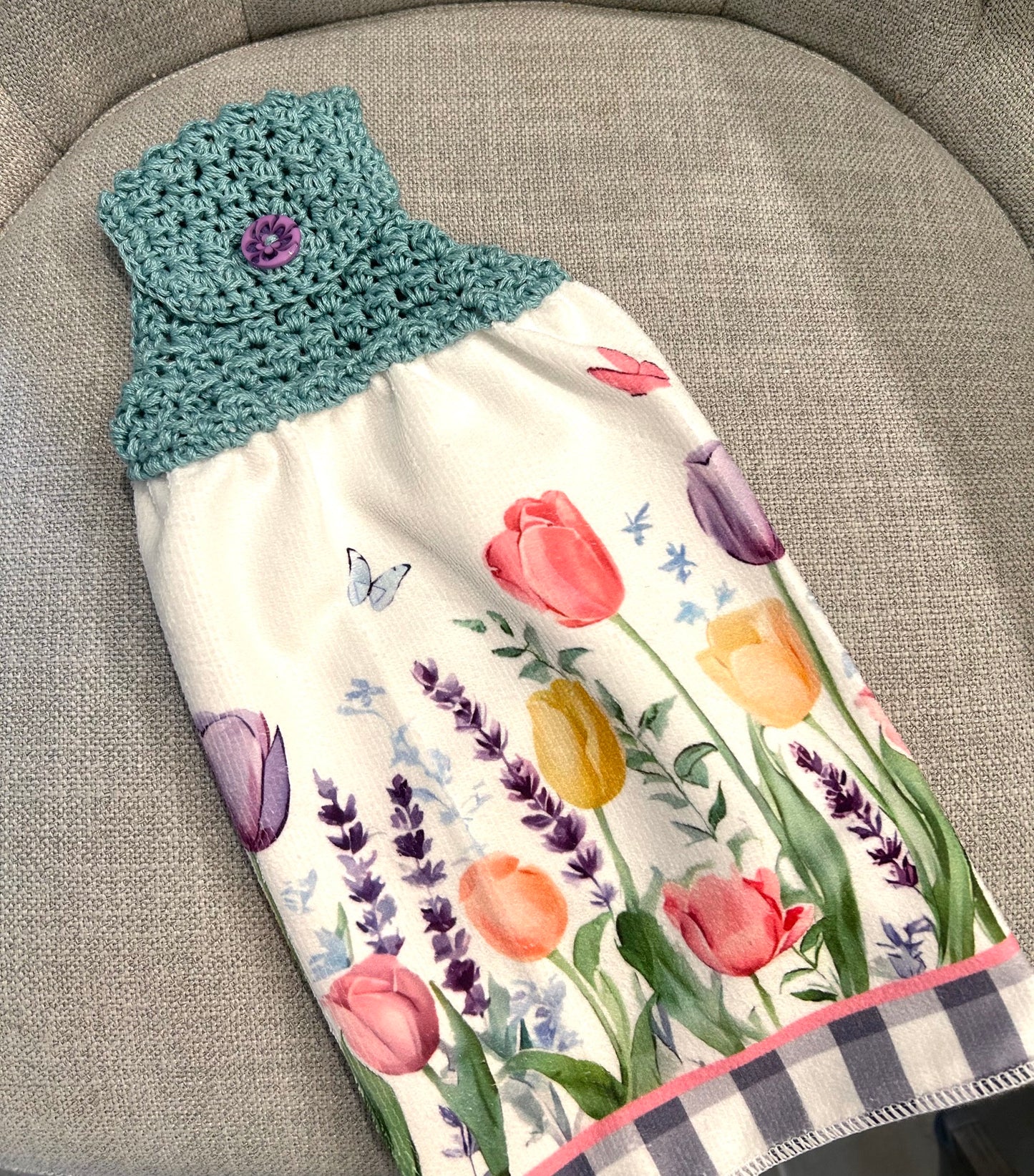 Crochet top | Kitchen towel | TULIPS Mason Jars FLOWERS | Spring Summer Gift Home Decor