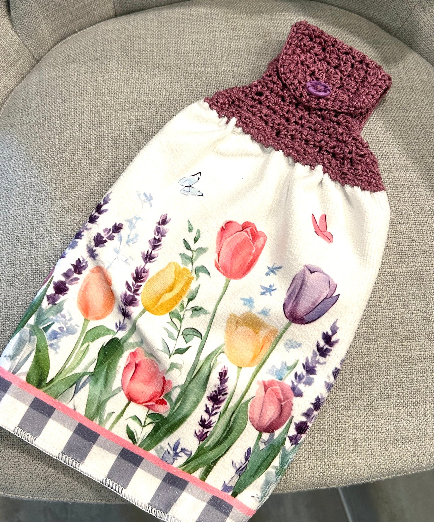 Crochet top | Kitchen towel | TULIPS Mason Jars FLOWERS | Spring Summer Gift Home Decor