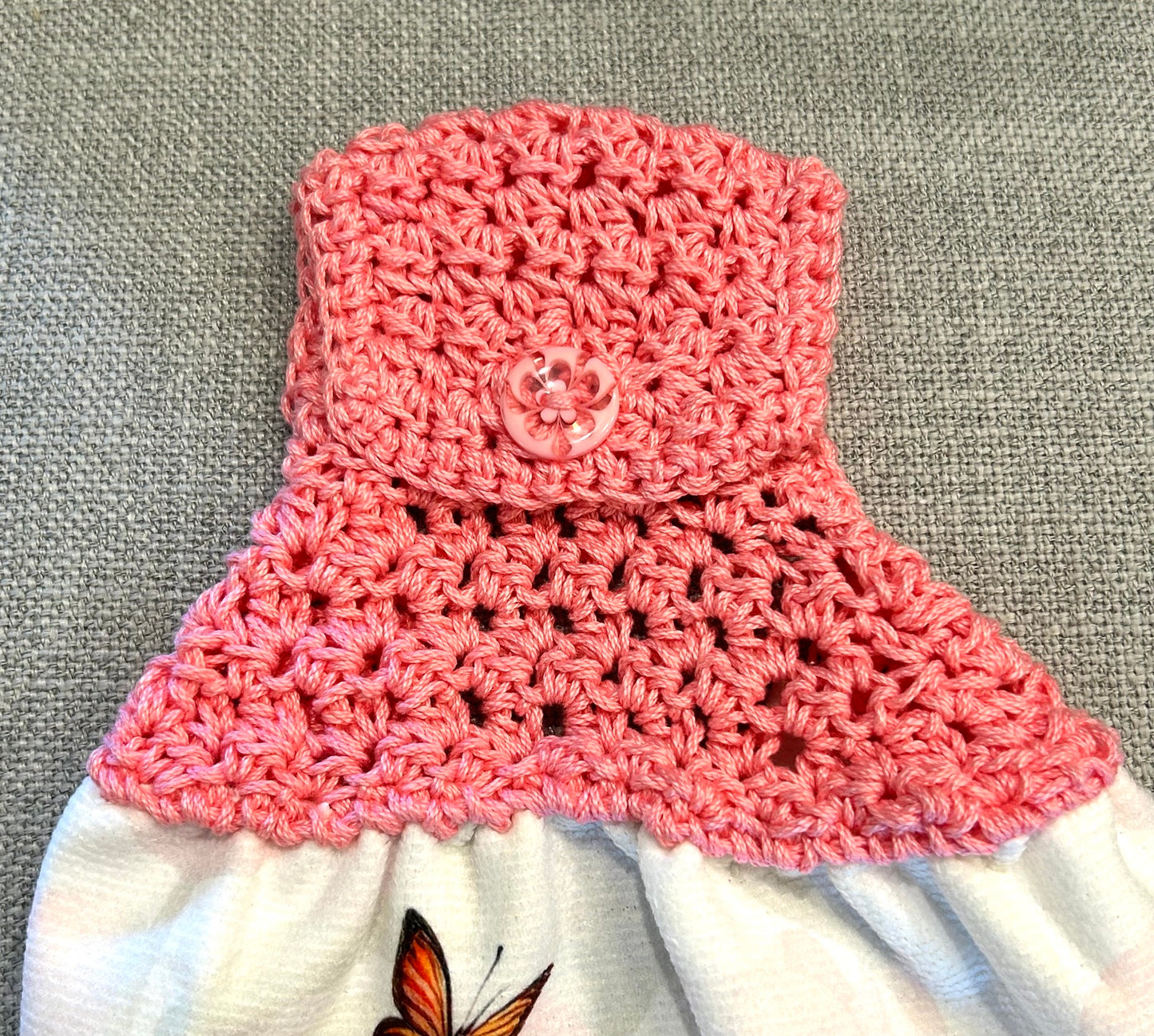 Crochet top | Kitchen towel | TULIPS FLOWERS Butterfly | Spring Summer Gift Home Decor