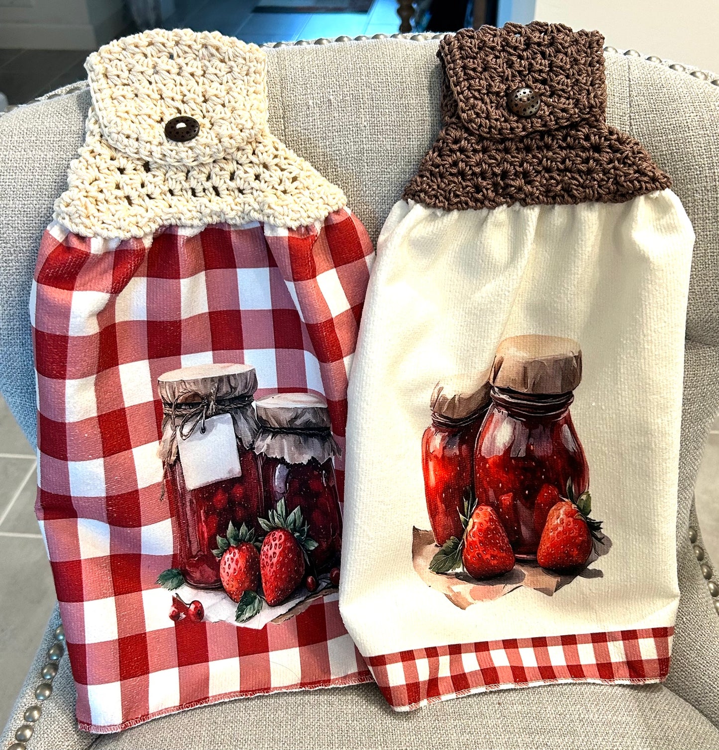 Crochet top | Kitchen towel | STRAWBERRY JAM | Spring Summer Gift Home Decor