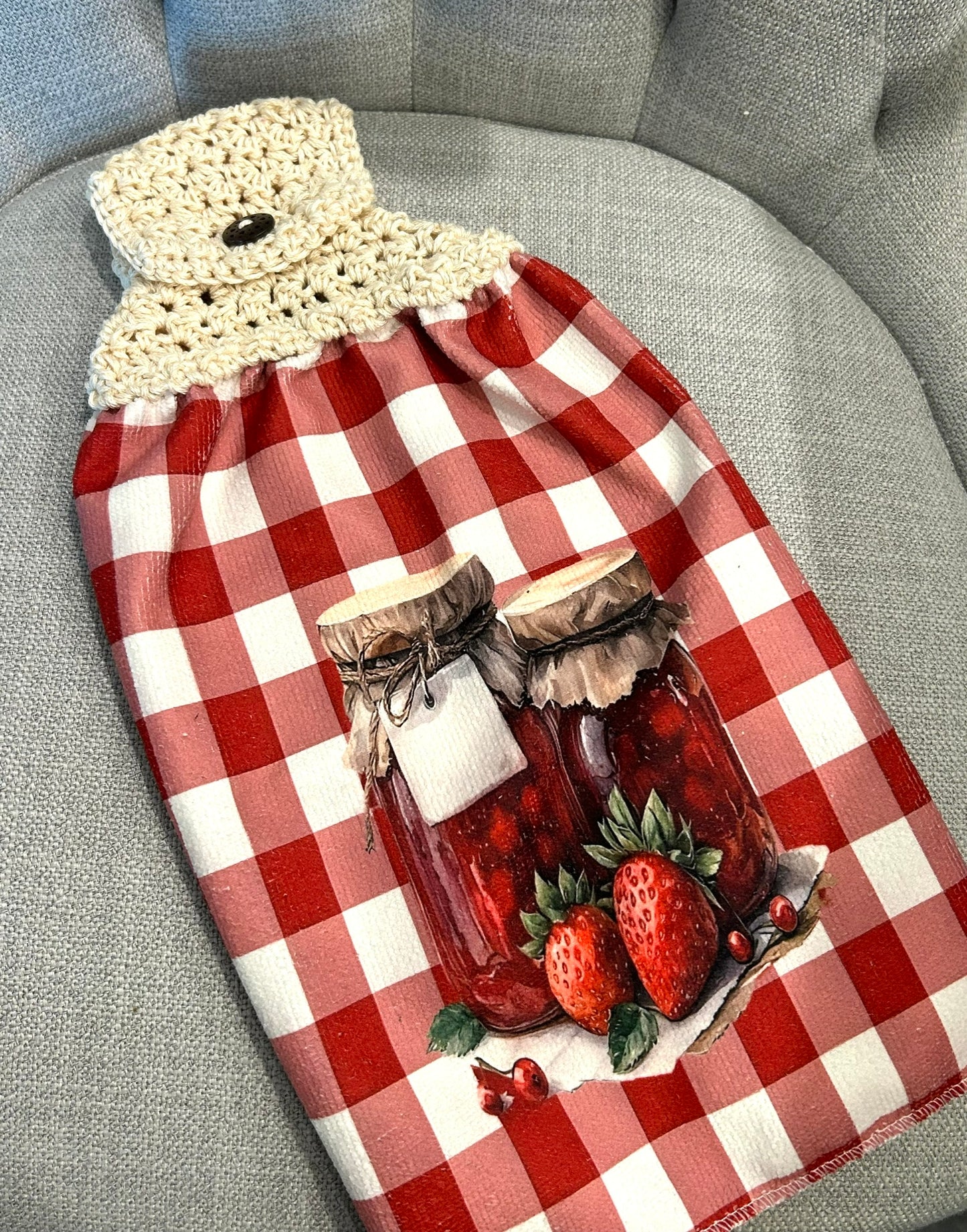 Crochet top | Kitchen towel | STRAWBERRY JAM | Spring Summer Gift Home Decor