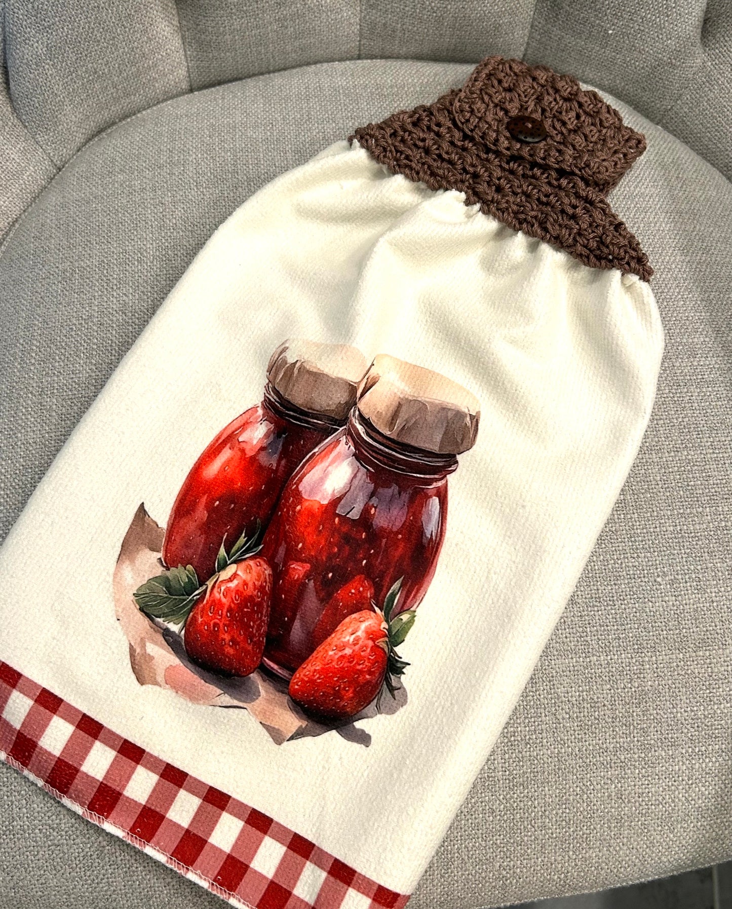 Crochet top | Kitchen towel | STRAWBERRY JAM | Spring Summer Gift Home Decor