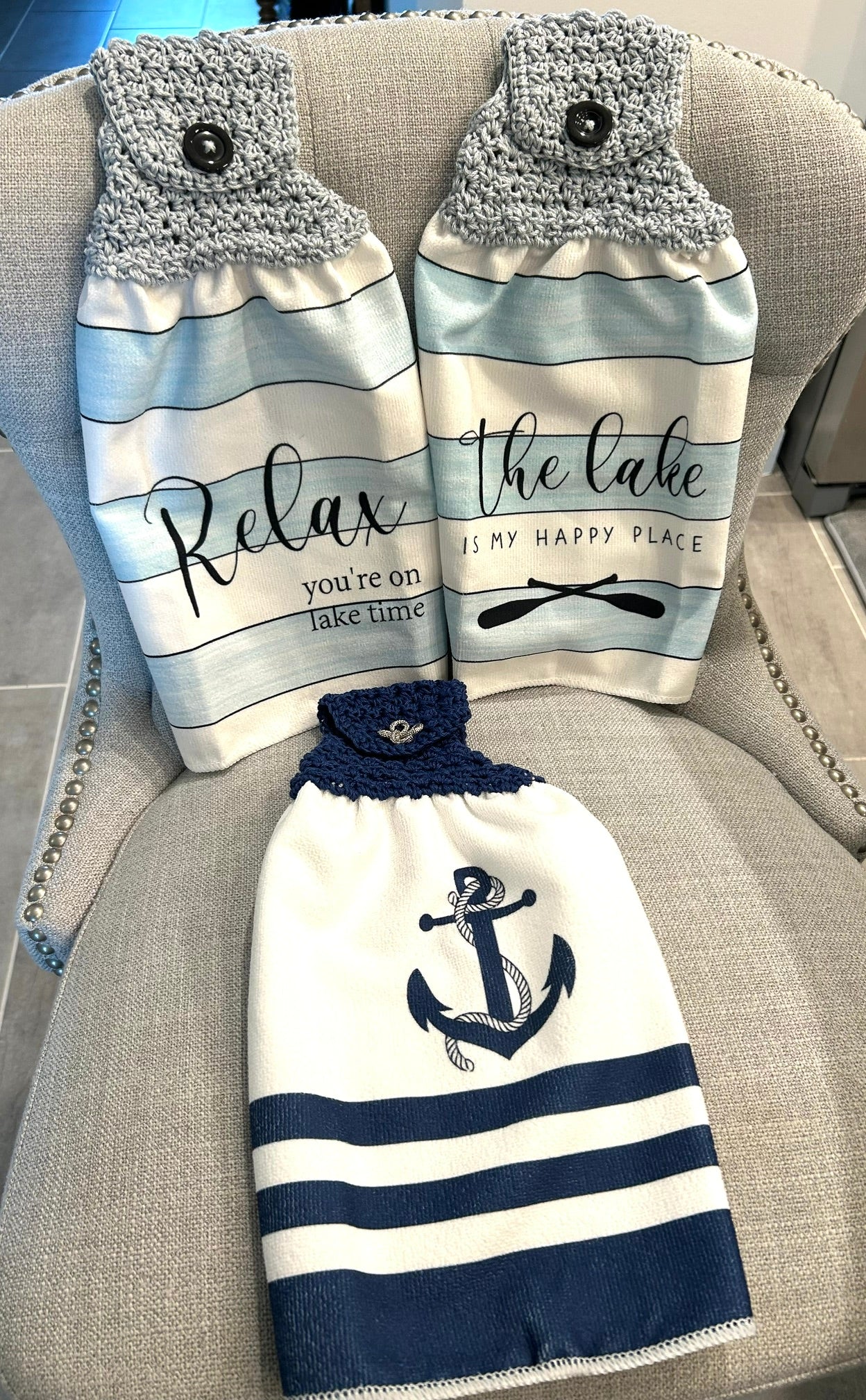 Crochet top | Kitchen towel | SUMMER BOATING | LAKE TIME | Gift Home Decor