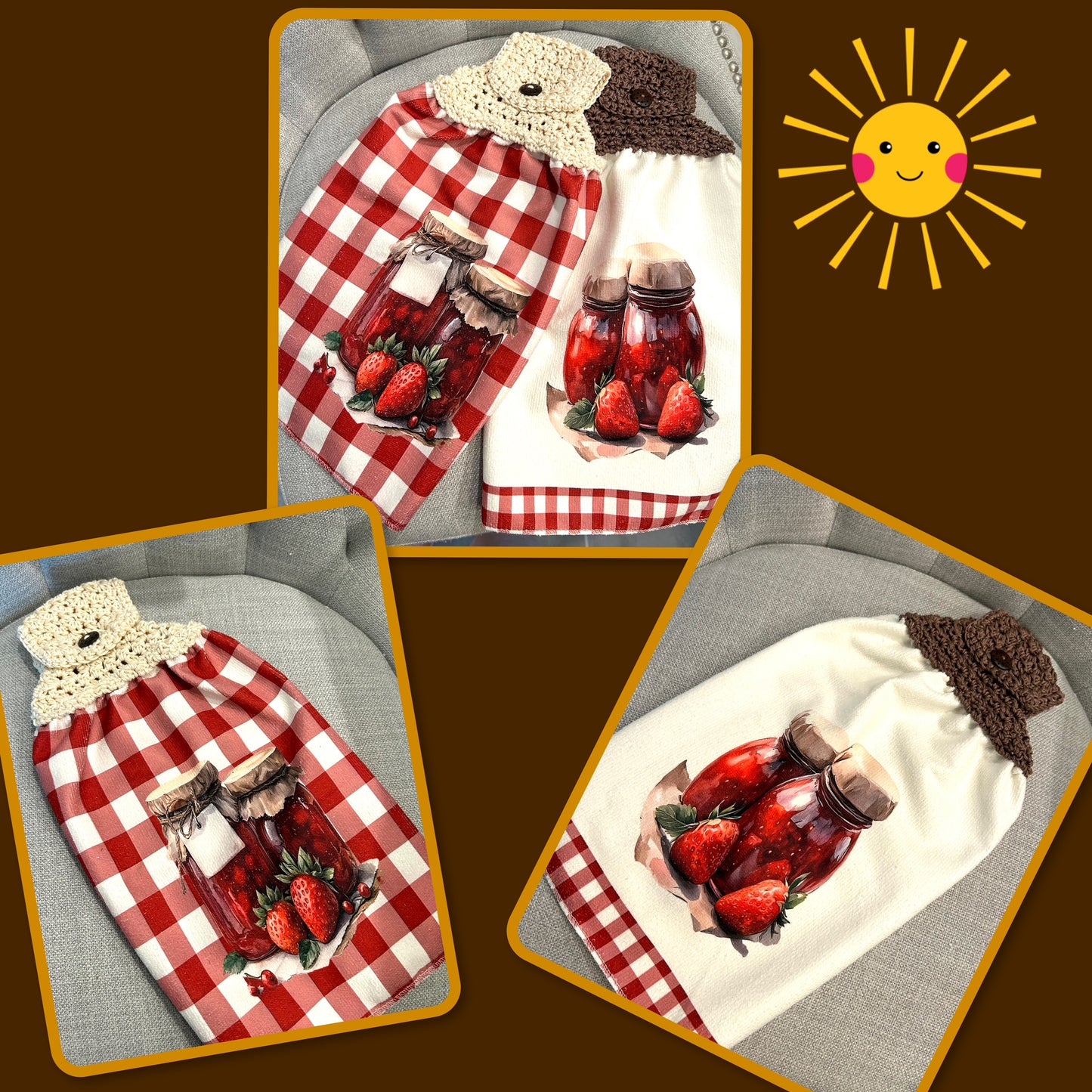 Crochet top | Kitchen towel | STRAWBERRY JAM | Spring Summer Gift Home Decor