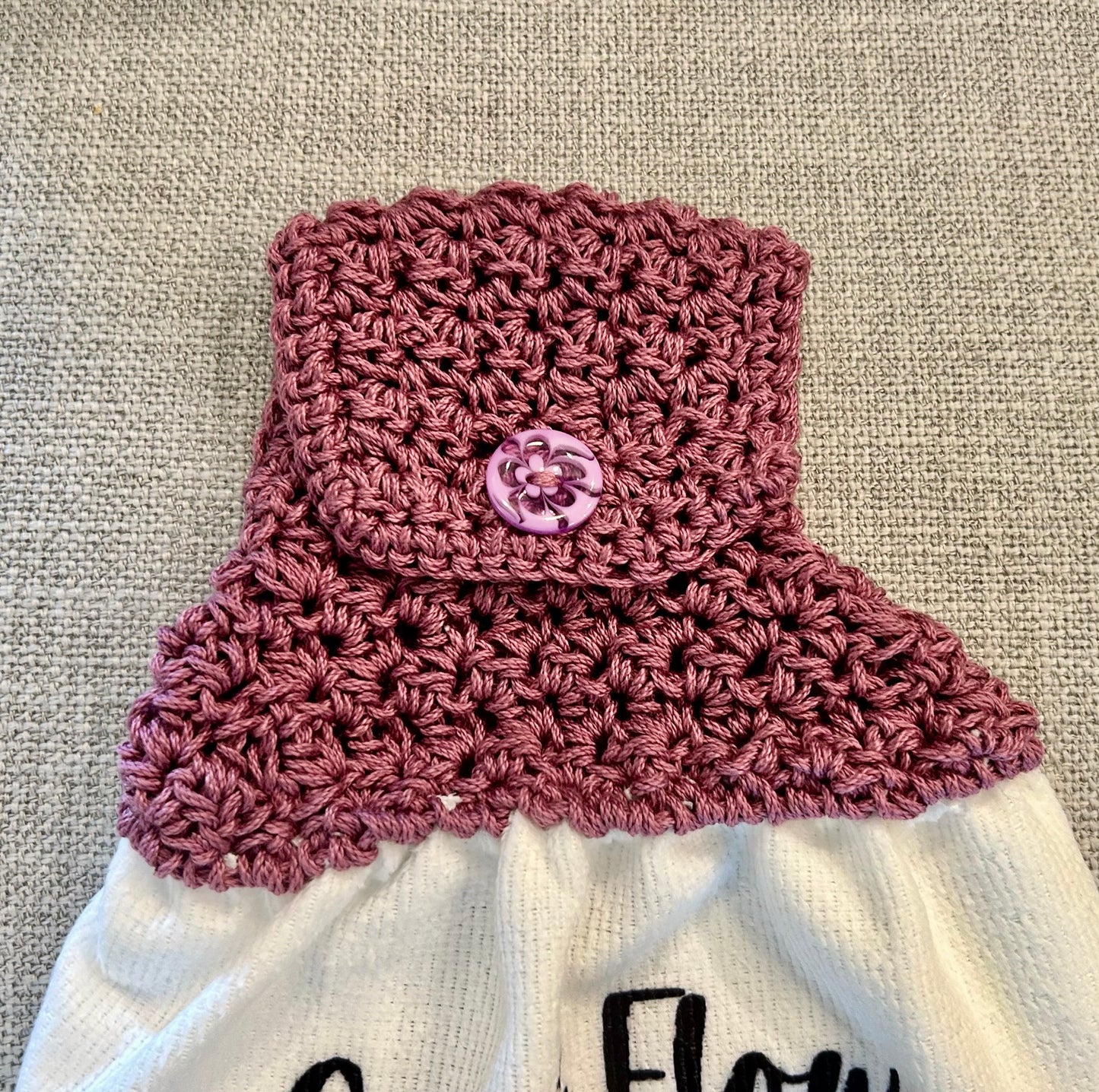 Crochet top | Kitchen towel | GARDEN GNOMES | Summer Gift Home Decor Green Lilac