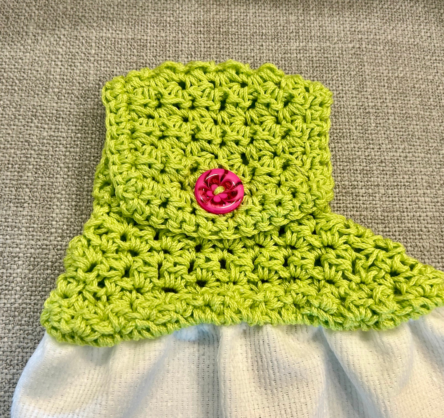 Crochet top | Kitchen towel | GARDEN GNOMES | Summer Gift Home Decor Green Lilac