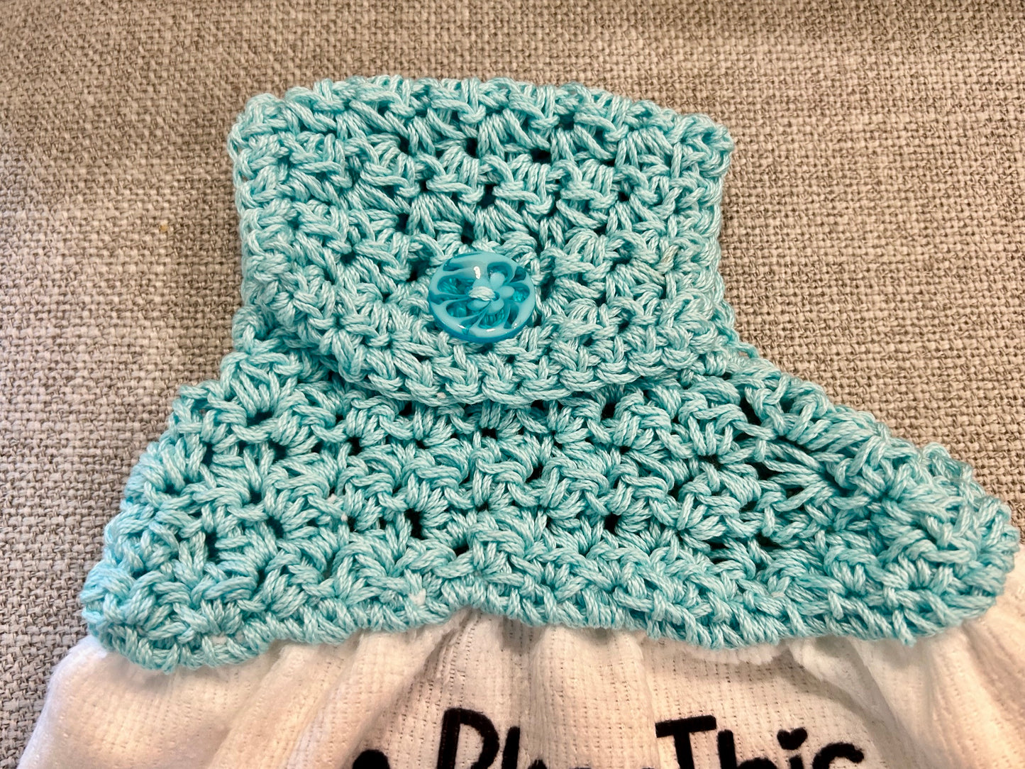 Crochet top | Kitchen towel | GARDEN GNOMES | Summer Gift Home Decor Blue