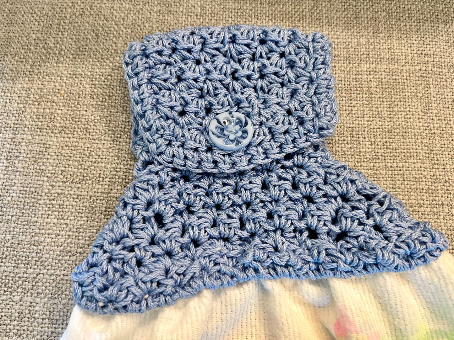 Crochet top | Kitchen towel | GARDEN GNOMES | Summer Gift Home Decor Blue