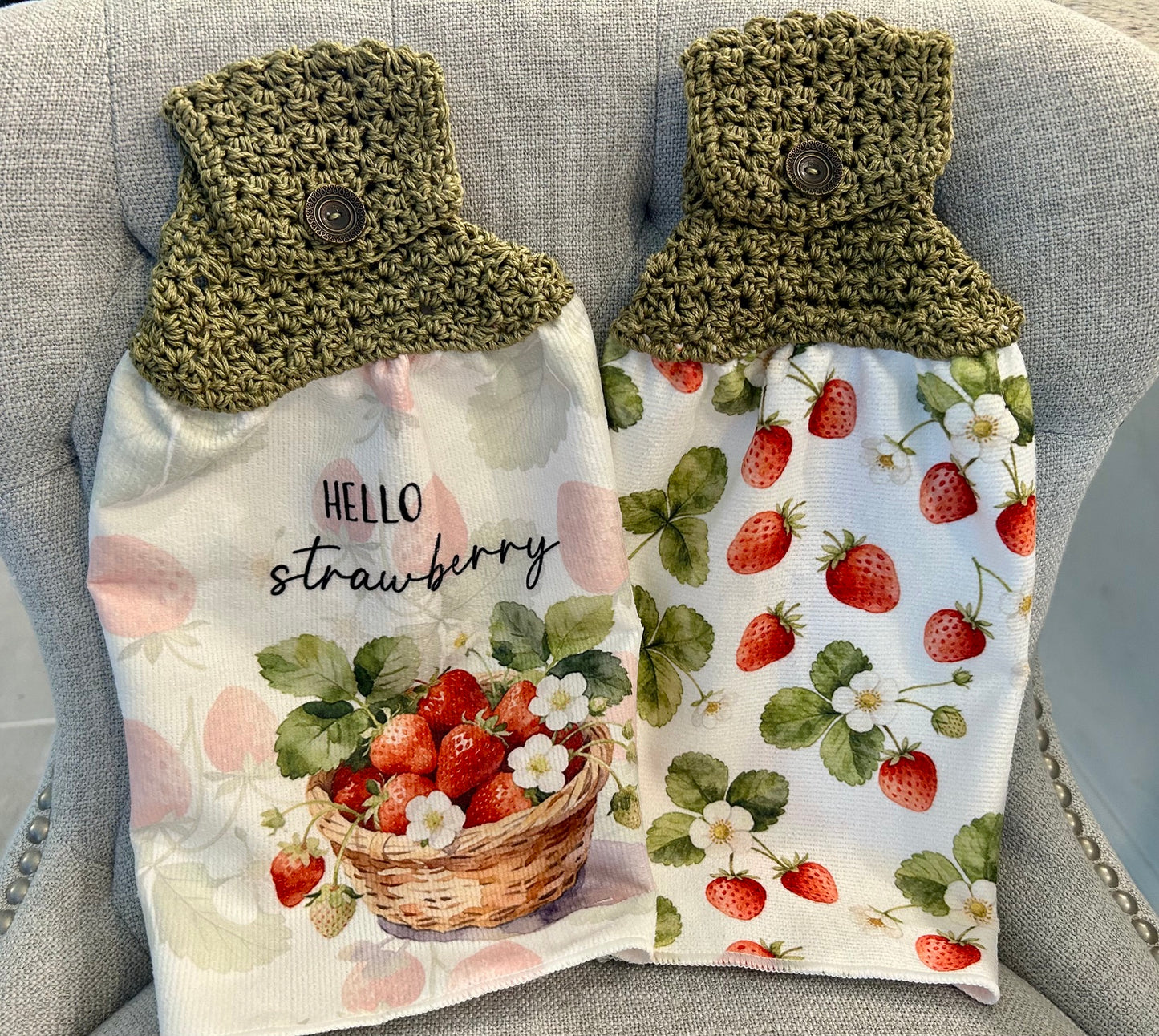 Crochet top | Kitchen towel | STRAWBERRY Garden and Basket | Spring Summer Gift Home Decor