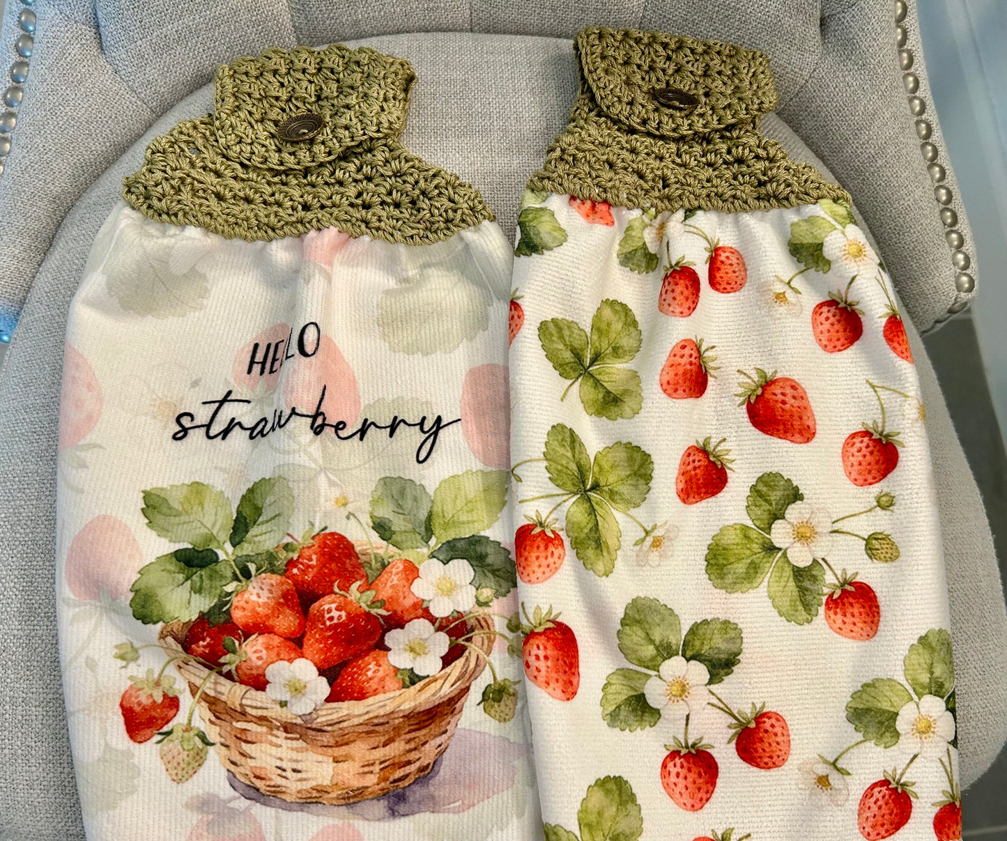 Crochet top | Kitchen towel | STRAWBERRY Garden and Basket | Spring Summer Gift Home Decor