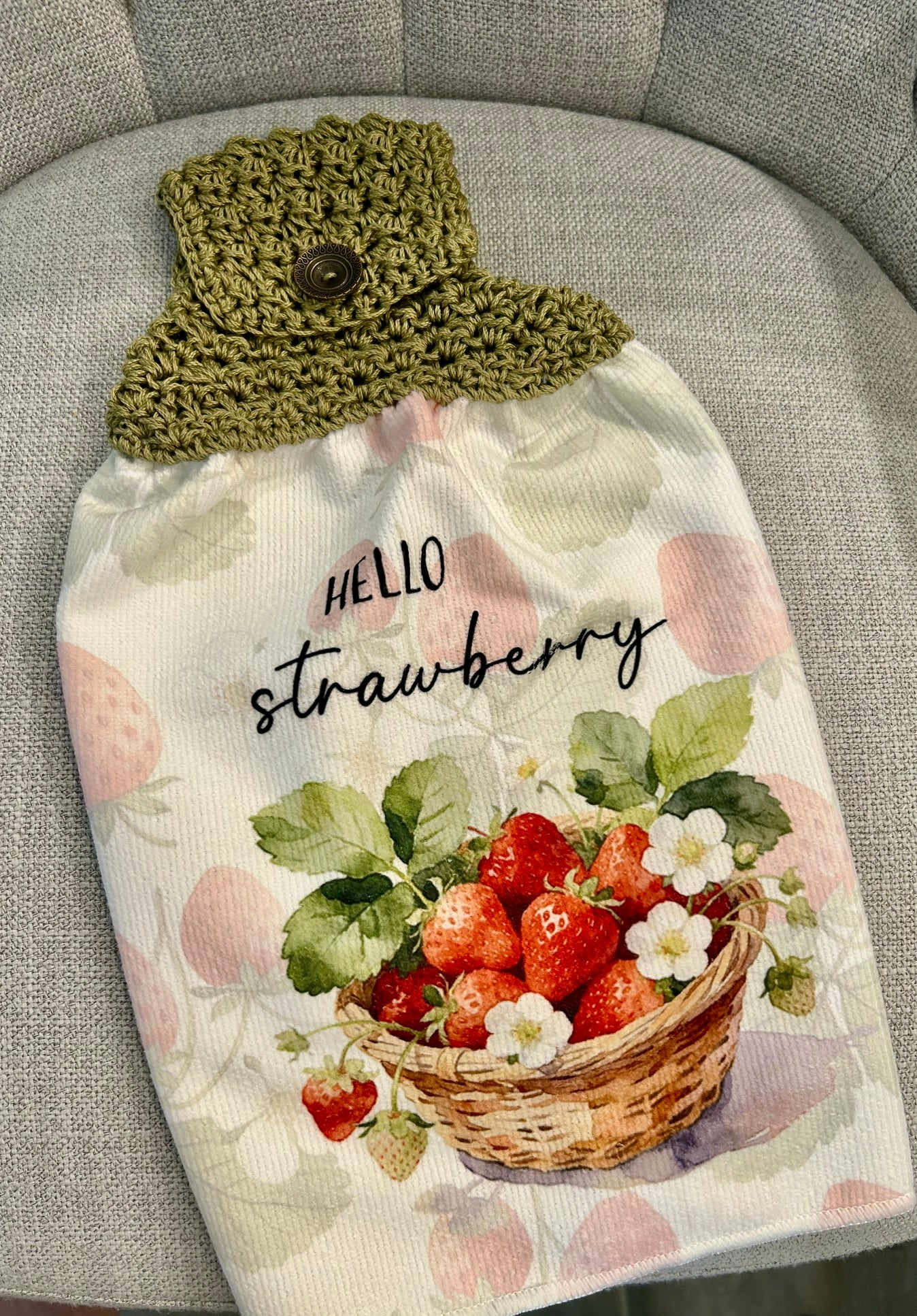 Crochet top | Kitchen towel | STRAWBERRY Garden and Basket | Spring Summer Gift Home Decor