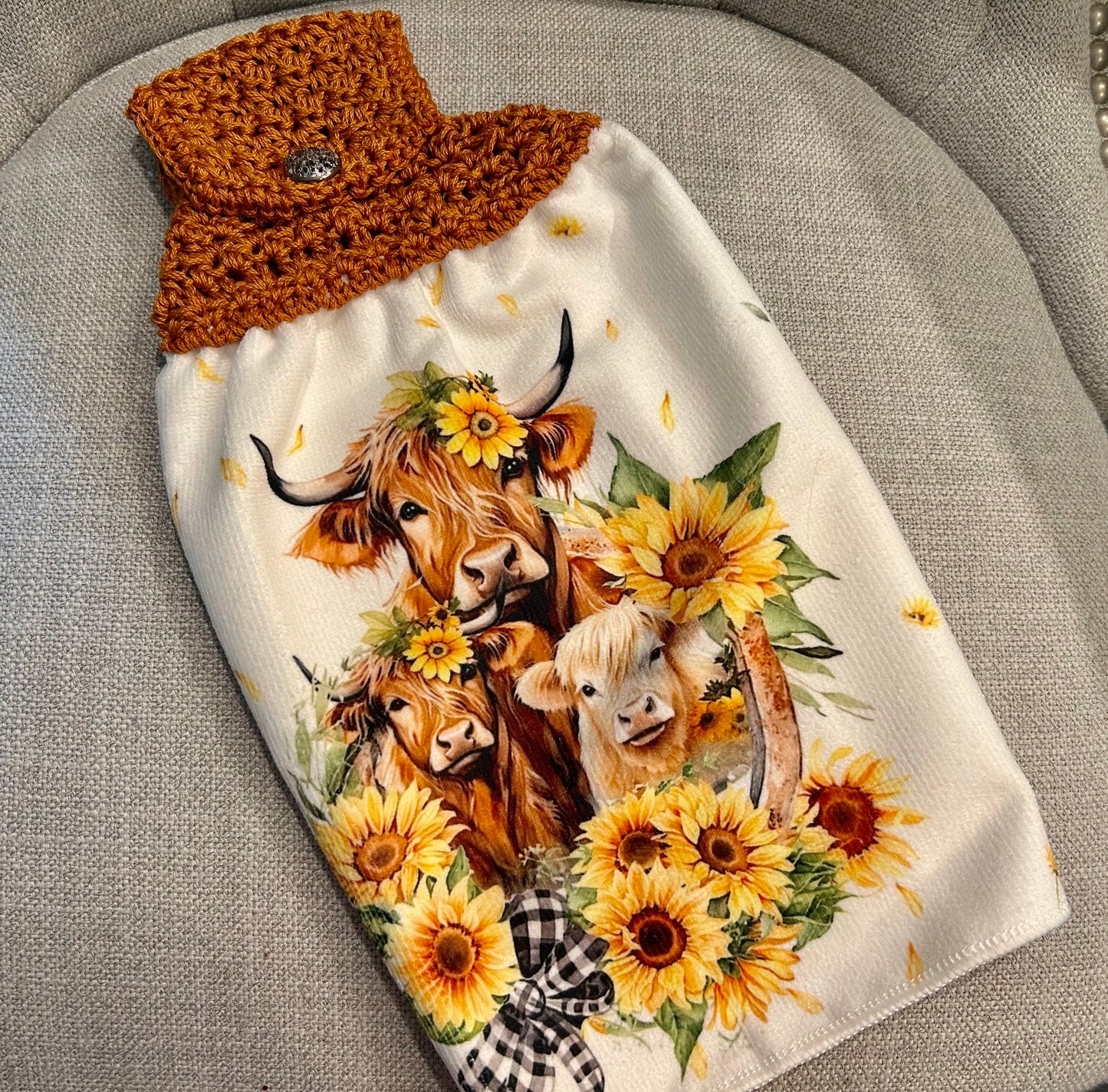 Cow Collection | Kitchen towel | Highland cows & Sunflowers