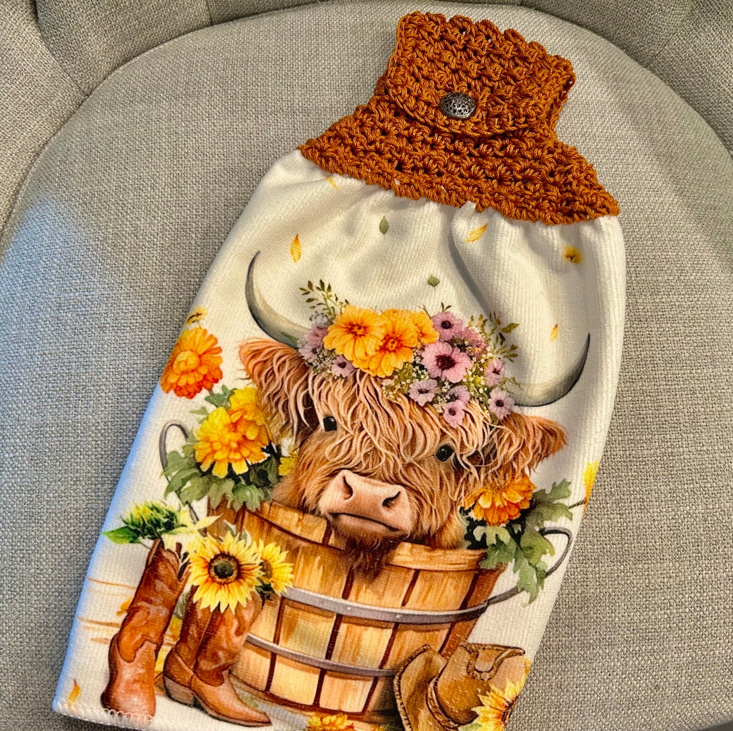 Cow Collection | Kitchen towel | Highland cows & Sunflowers