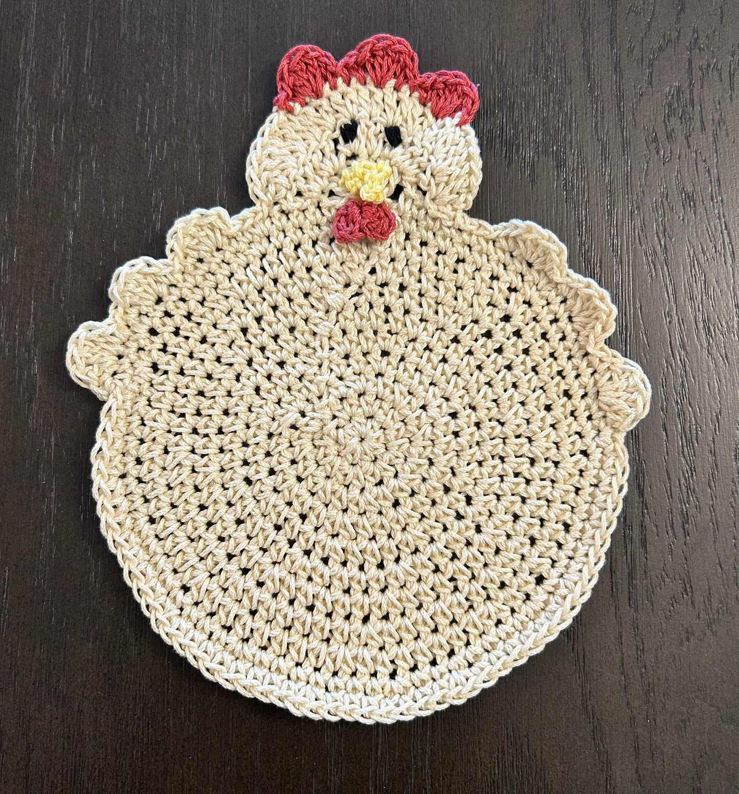 Crochet Potholder Hot Pads | HEN CHICKEN | Farm Decor | countertop | gift | Unique